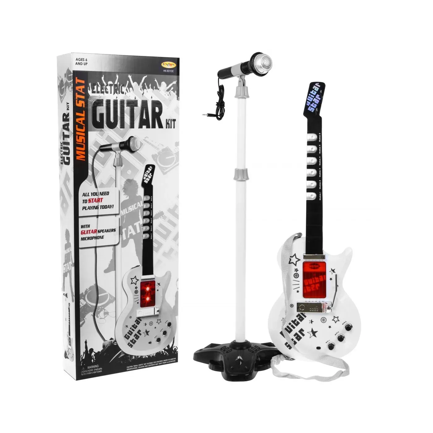 dječja električna gitara s mikrofonom bijela - slika 2