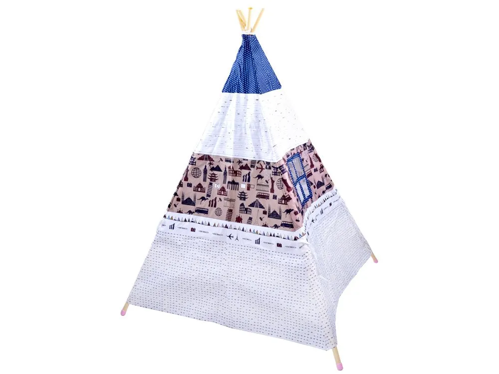 indijanski šator teepee rozo-plavo-bijeli - slika 3