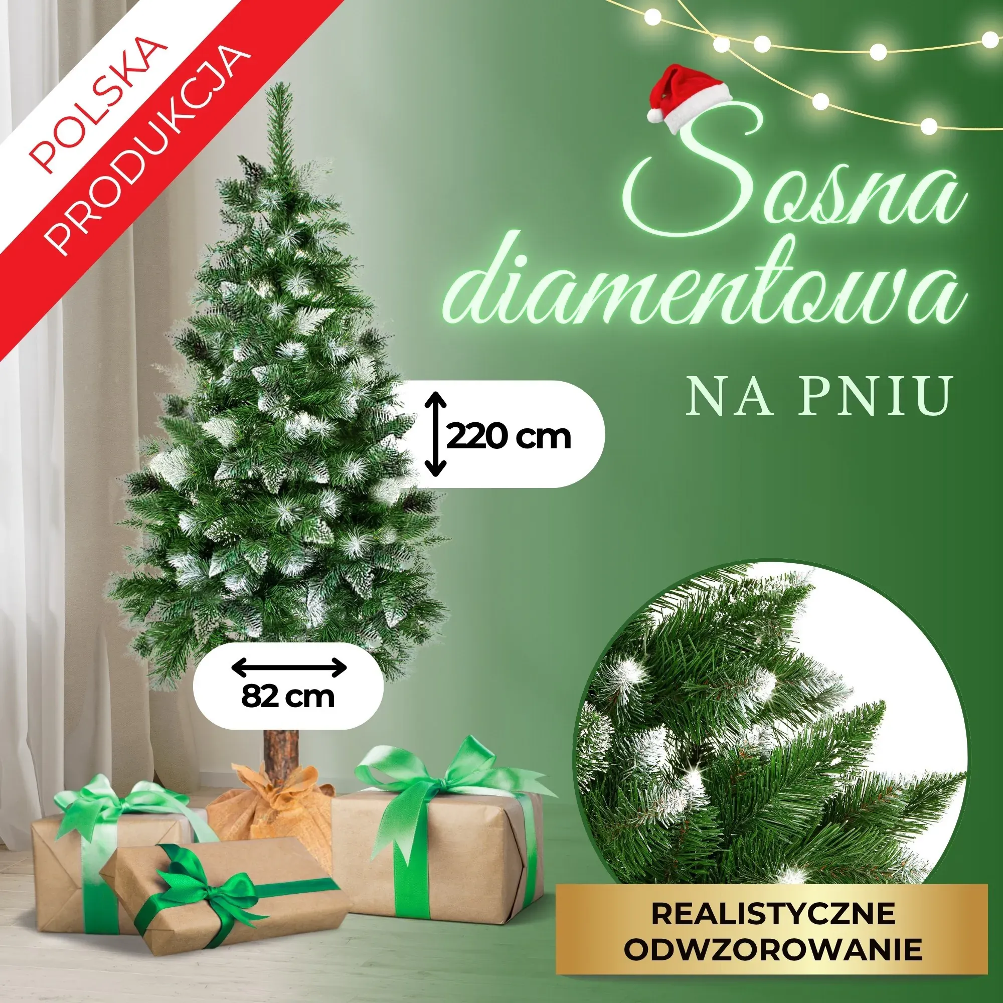 umjetno božićno drvce – dijamantni bor na panju 220 cm - slika 2