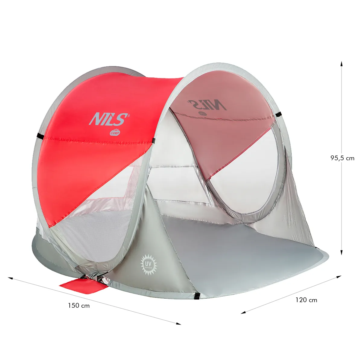 crveno-sivi šator za plažu nils camp - slika 7