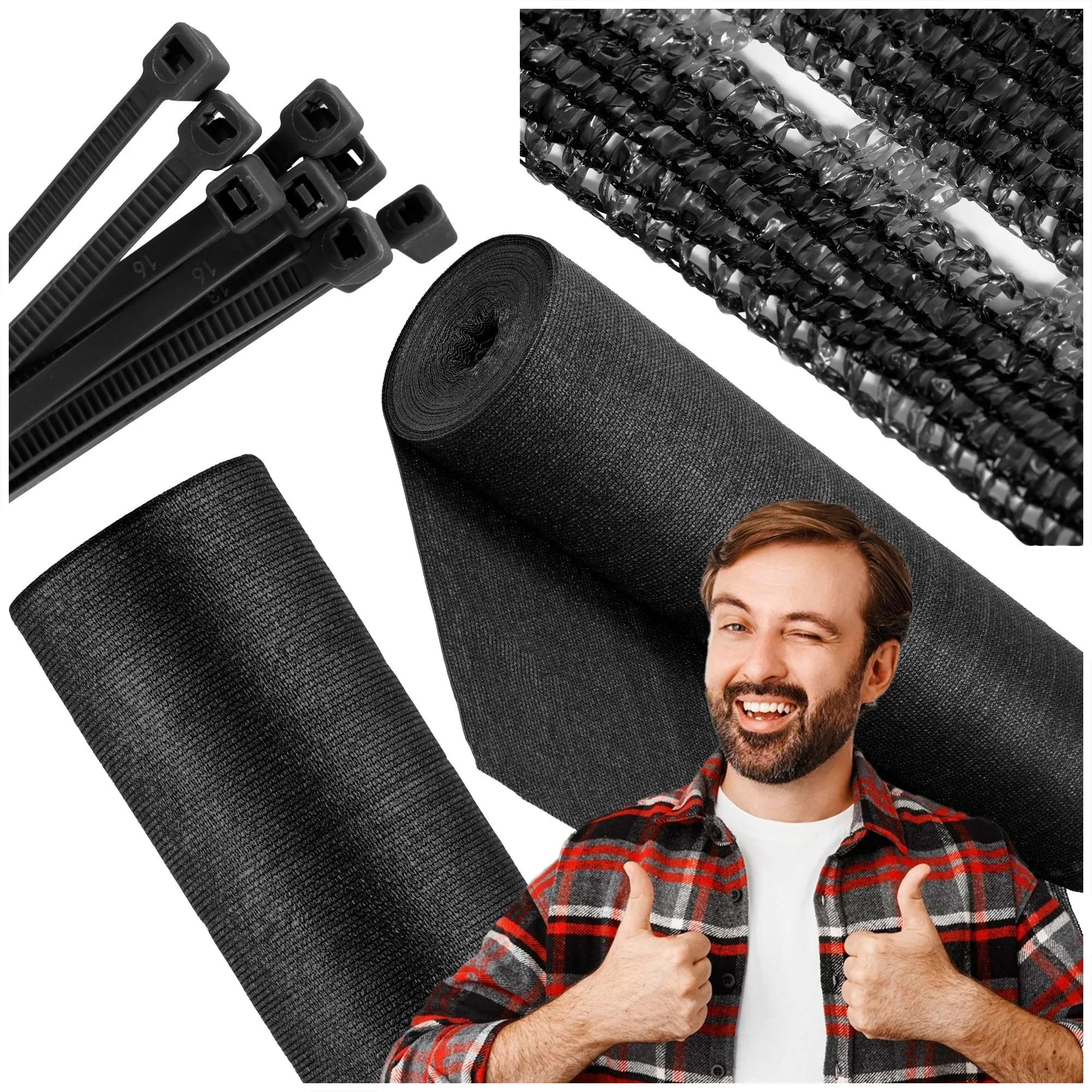 crna mreža za sjenu 140 gsm 1,5 × 25 m (100 traka) - slika 9