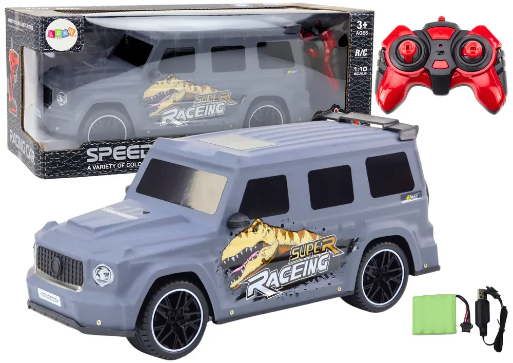 RC automobil na daljinsko upravljanje s dinosaurom, u omjeru 1:10, sivi - Pribislavec