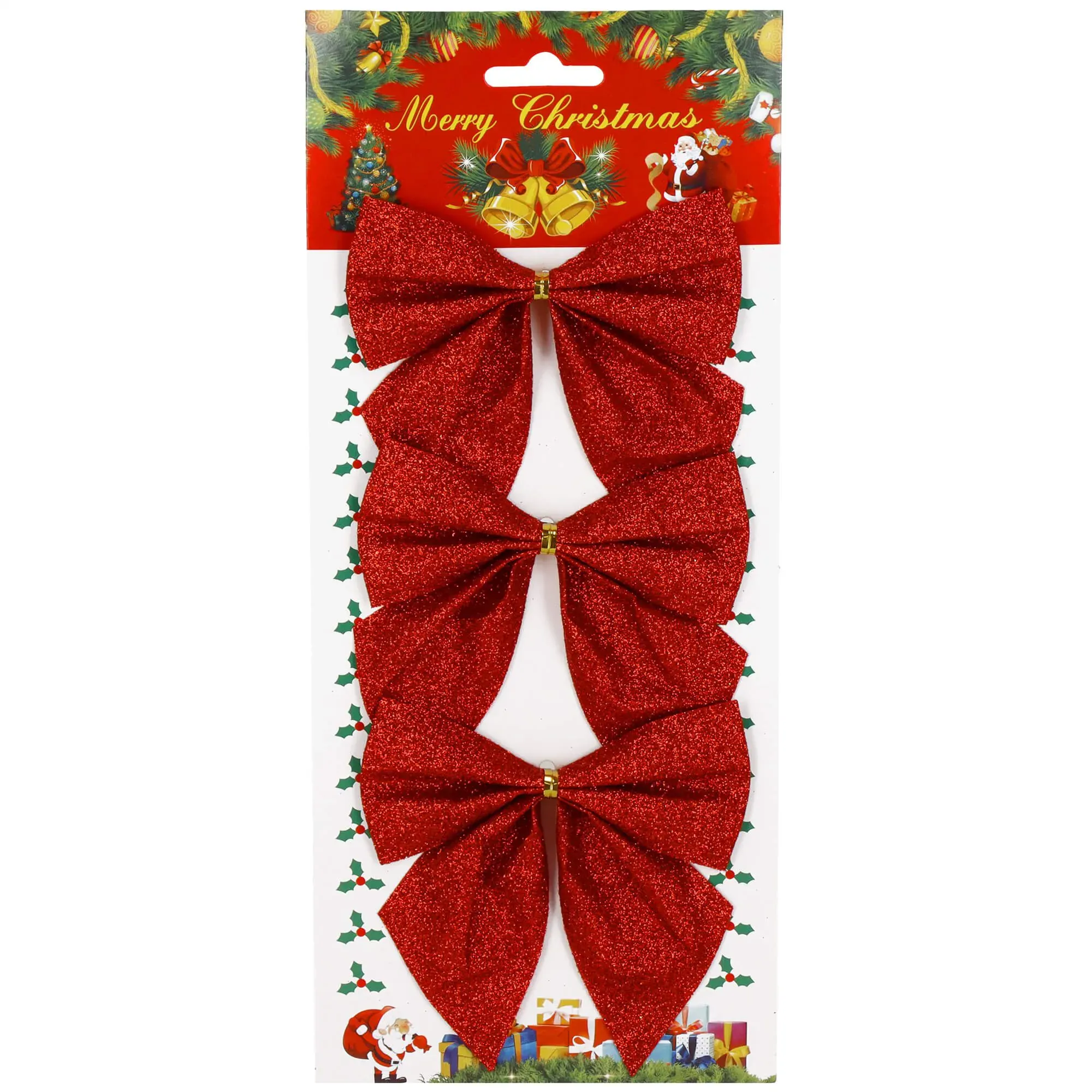 božićne mašne 11 × 11 cm – set 3 komada, crvene - slika 2
