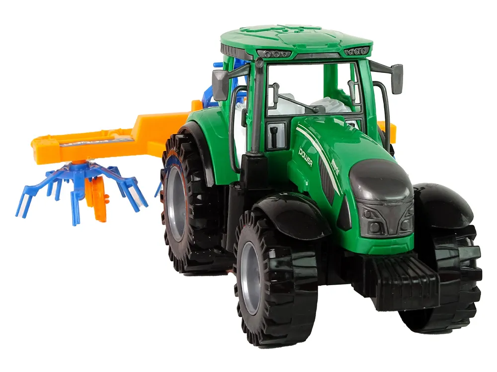 zeleni traktor s narančastim grabljama - slika 7
