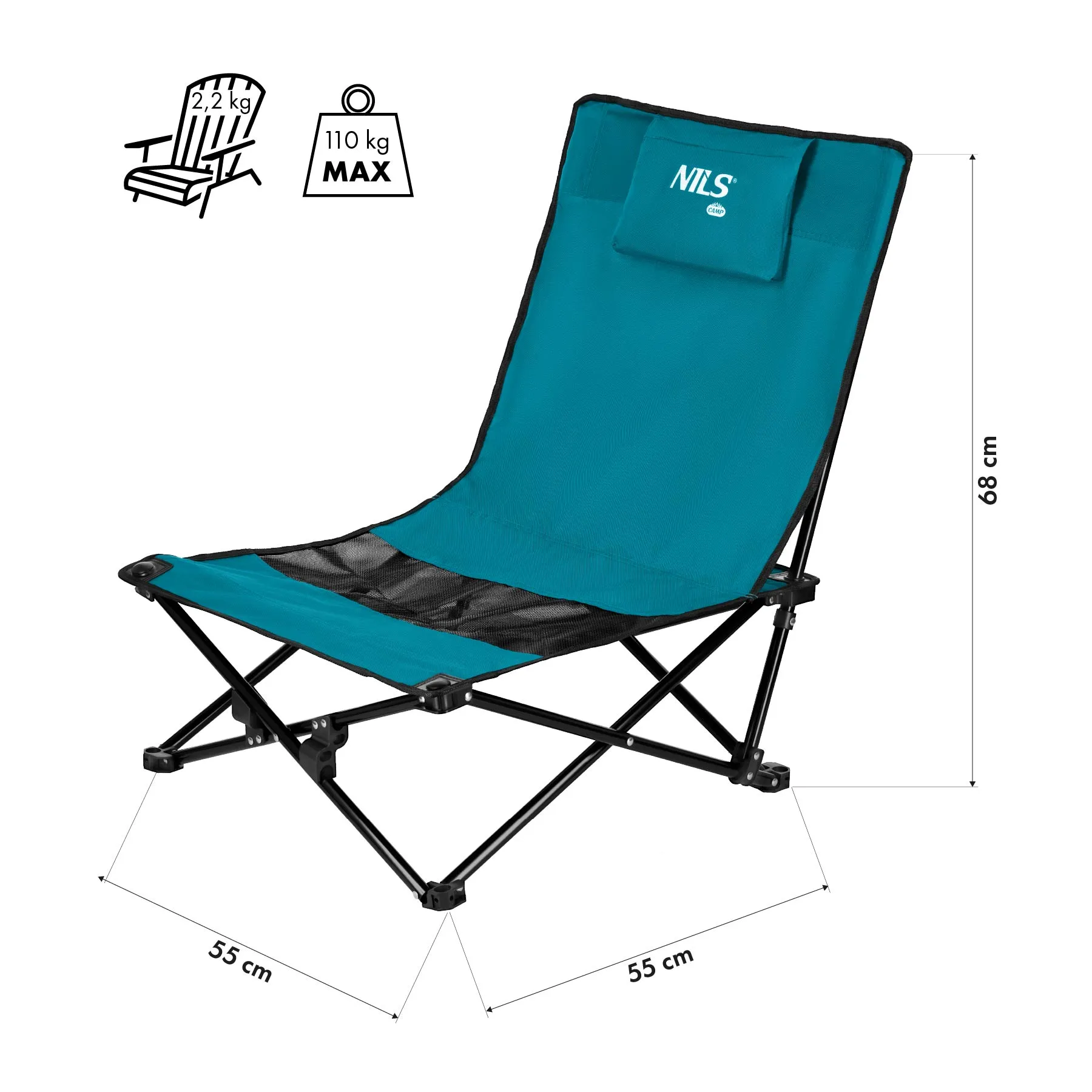 stolica za plažu plavo-crna nils camp - slika 4