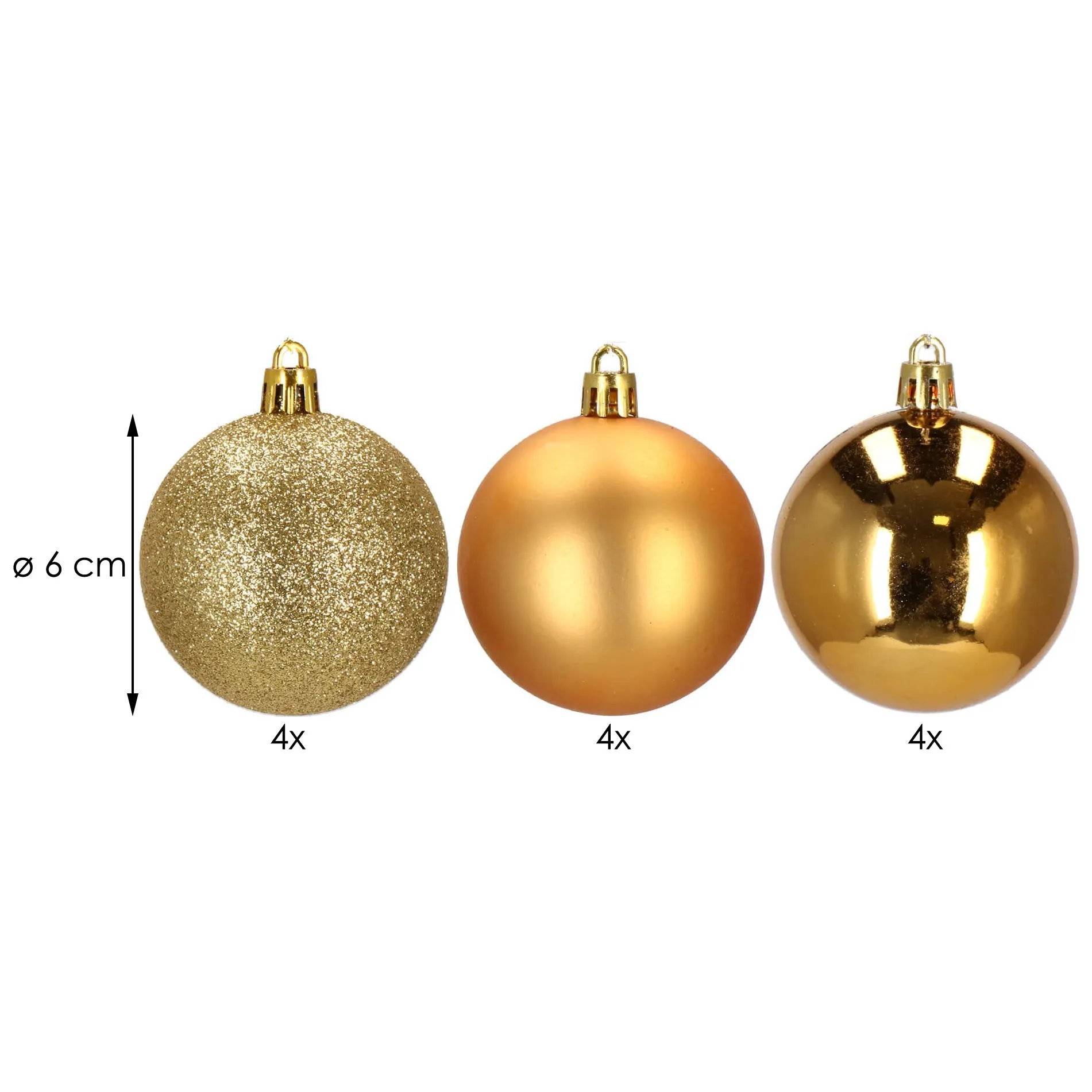 božićne kuglice 6 cm – set od 12 komada, zlatne - slika 8