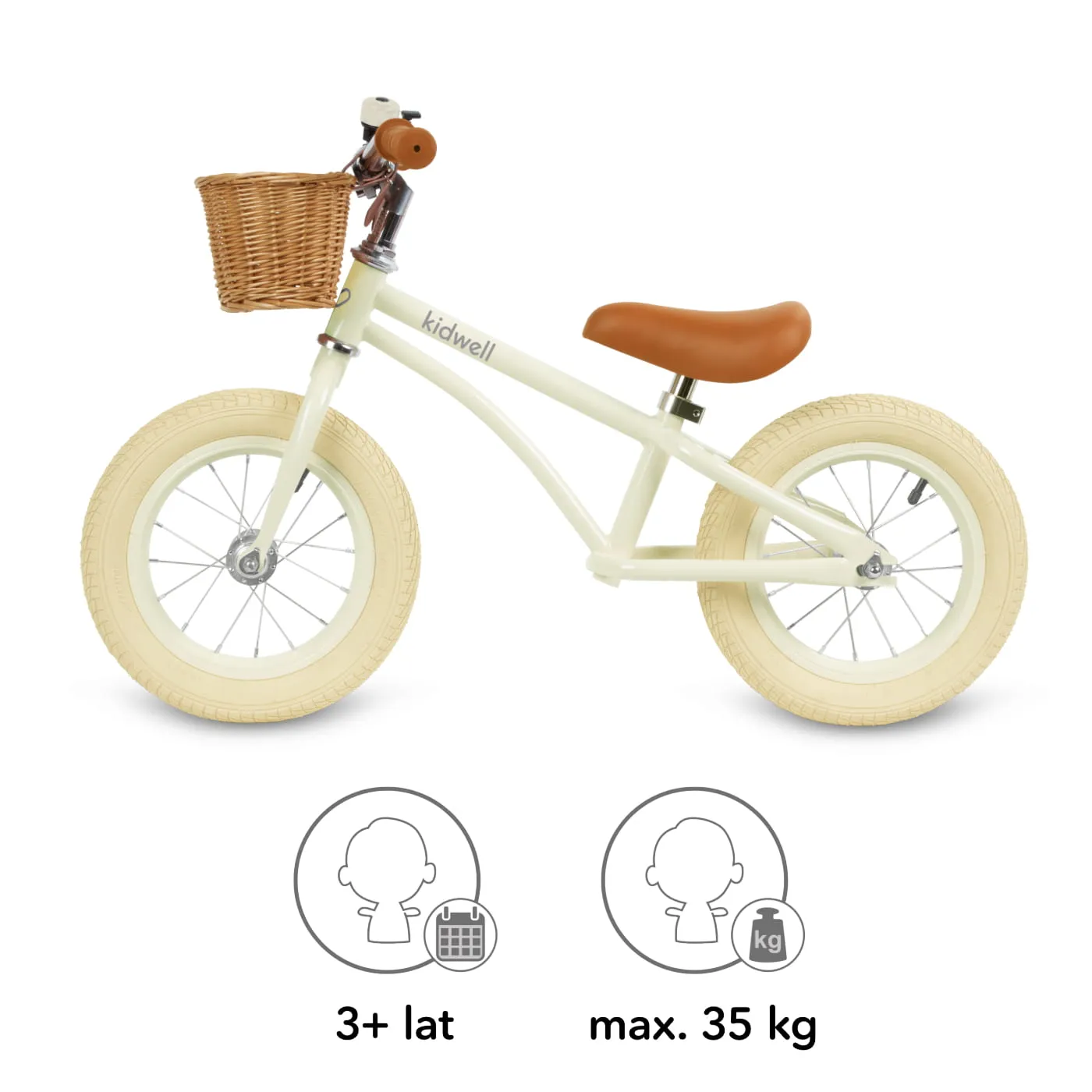 kidwell classy dječji bicikl bez pedala s košaricom, krem - slika 9