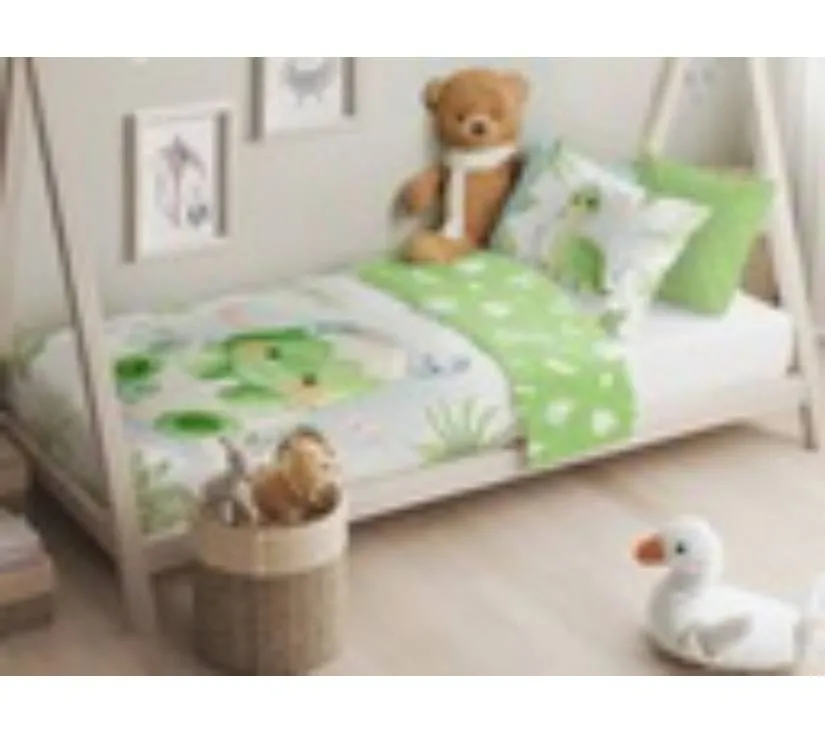 pamučna posteljina za djecu zeleni dino 100x135 cm - slika 3