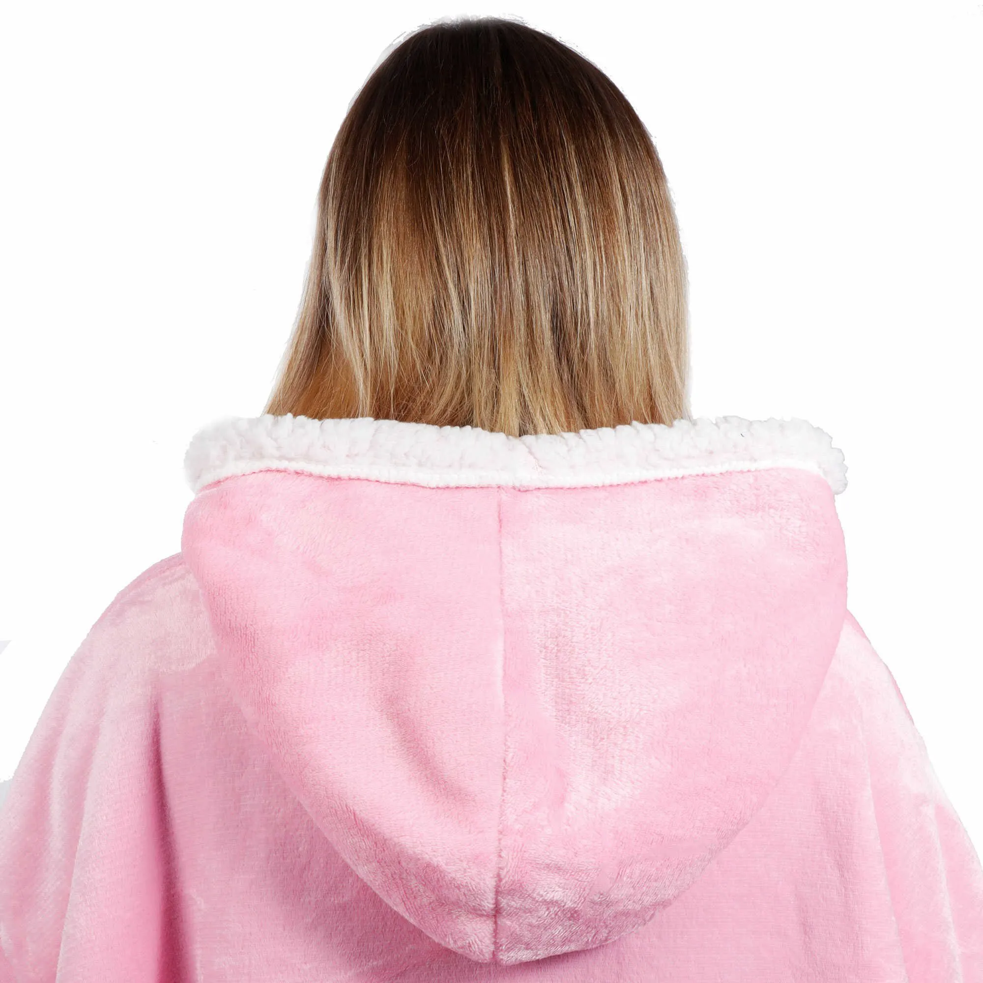 oversized deka s kapuljačom roza - slika 9