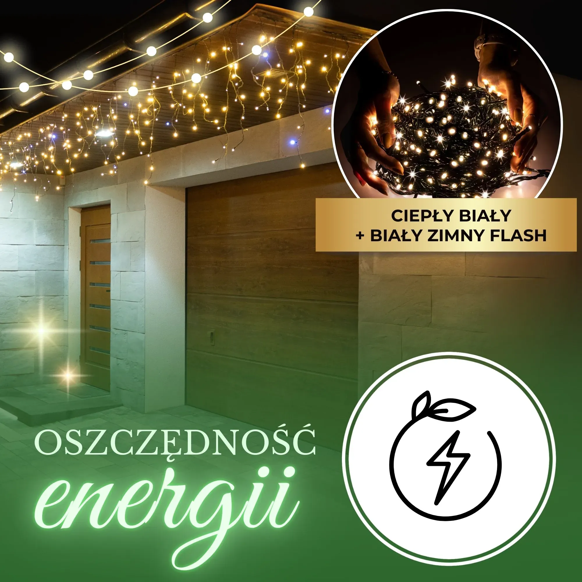 led svjetlosna zavjesa – ledenice s efektom treperenja, 500 led lampica - slika 2