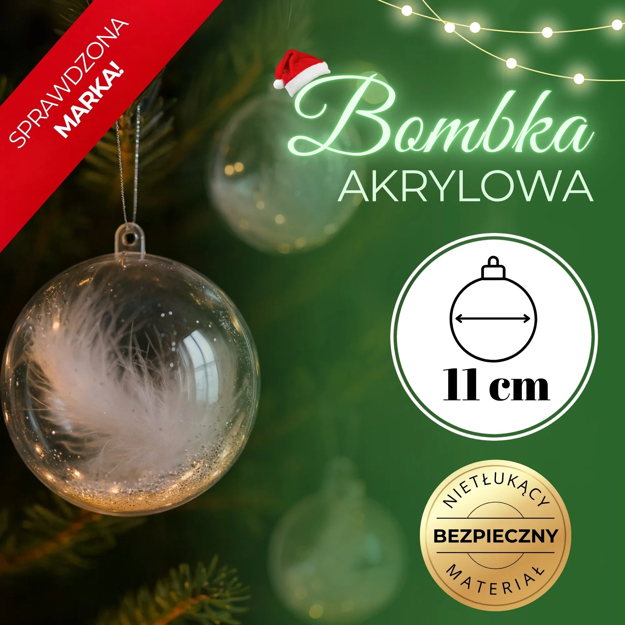 akrilna božićna kuglica 11 cm - slika 10