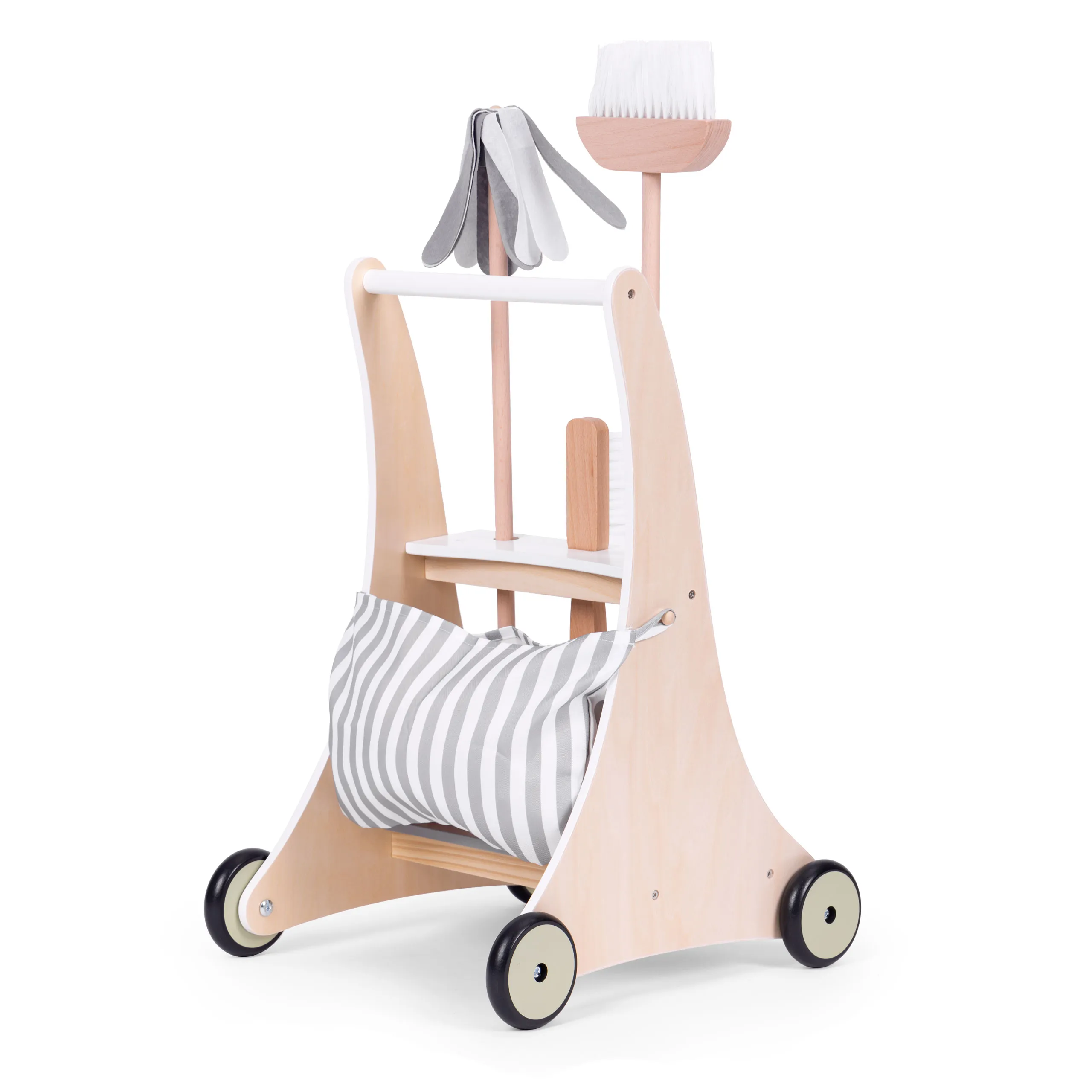 drveni set za čišćenje kolica bež ecotoys - slika 6