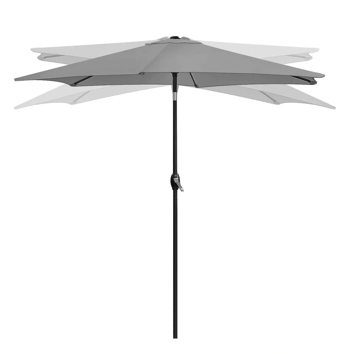 sklopivi vrtni balkon suncobran, podesiv, 210 cm – sivi - slika 2