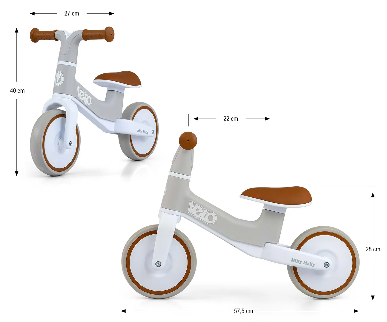 milly mally velo dječji bicikl bez pedala bež - slika 7