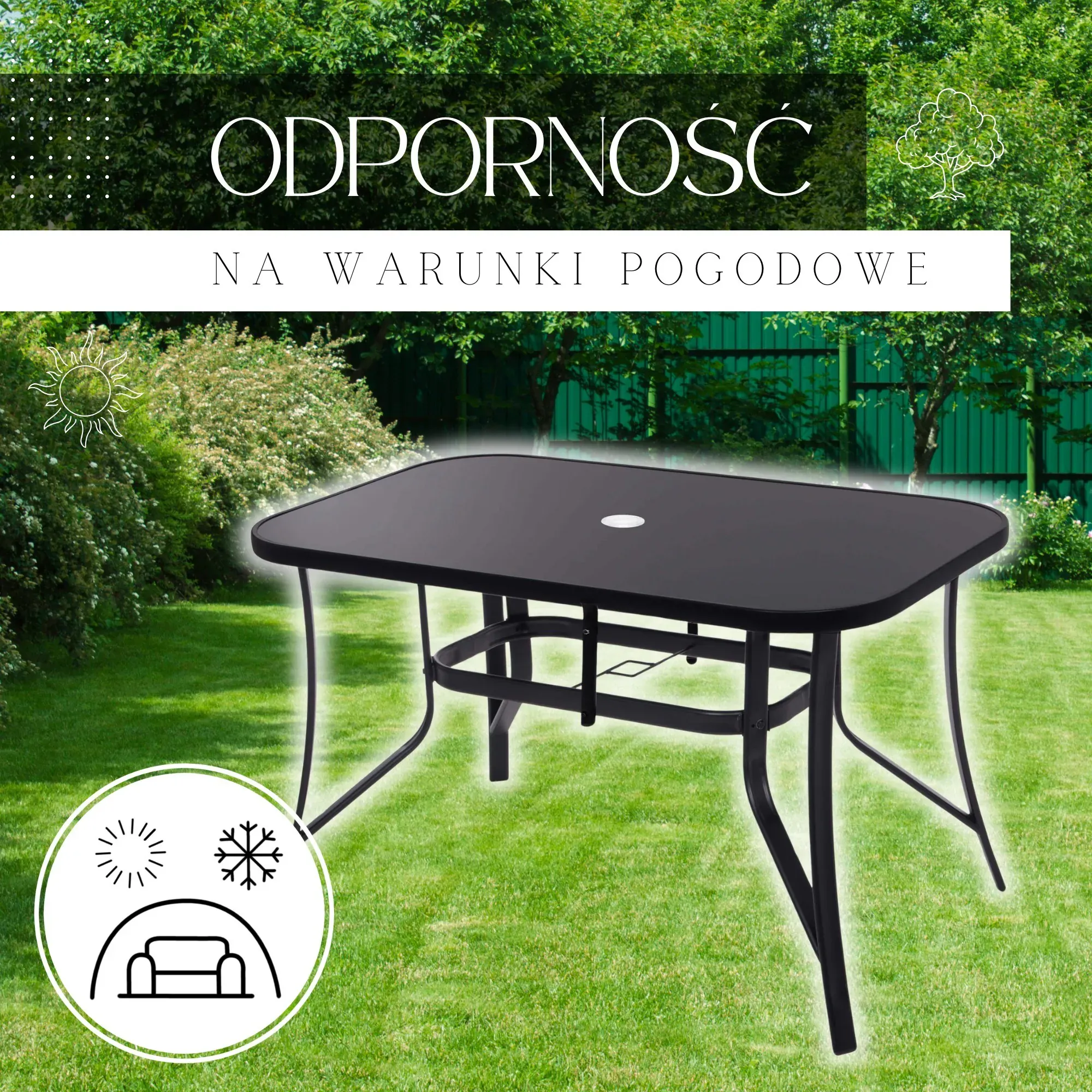 vrtni stol 150 x 90 cm crni - slika 2