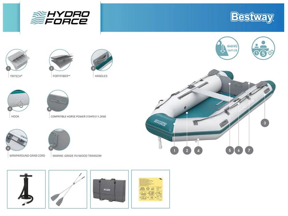 bestway gumeni čamac za 4 osobe hydro‑force mirovia pro 330×162 cm 65049 - slika 4
