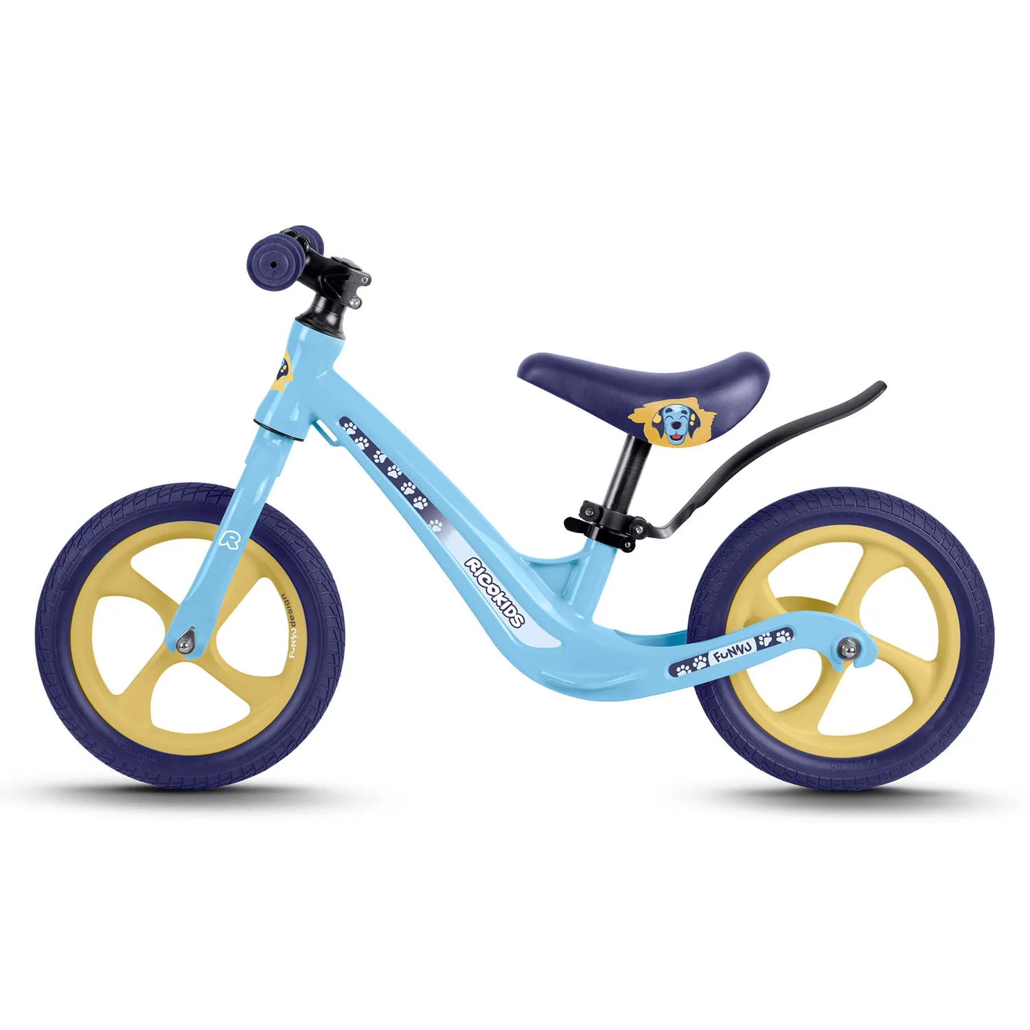 ricokids funnu dječji bicikl bez pedala, plavo žuti - slika 3