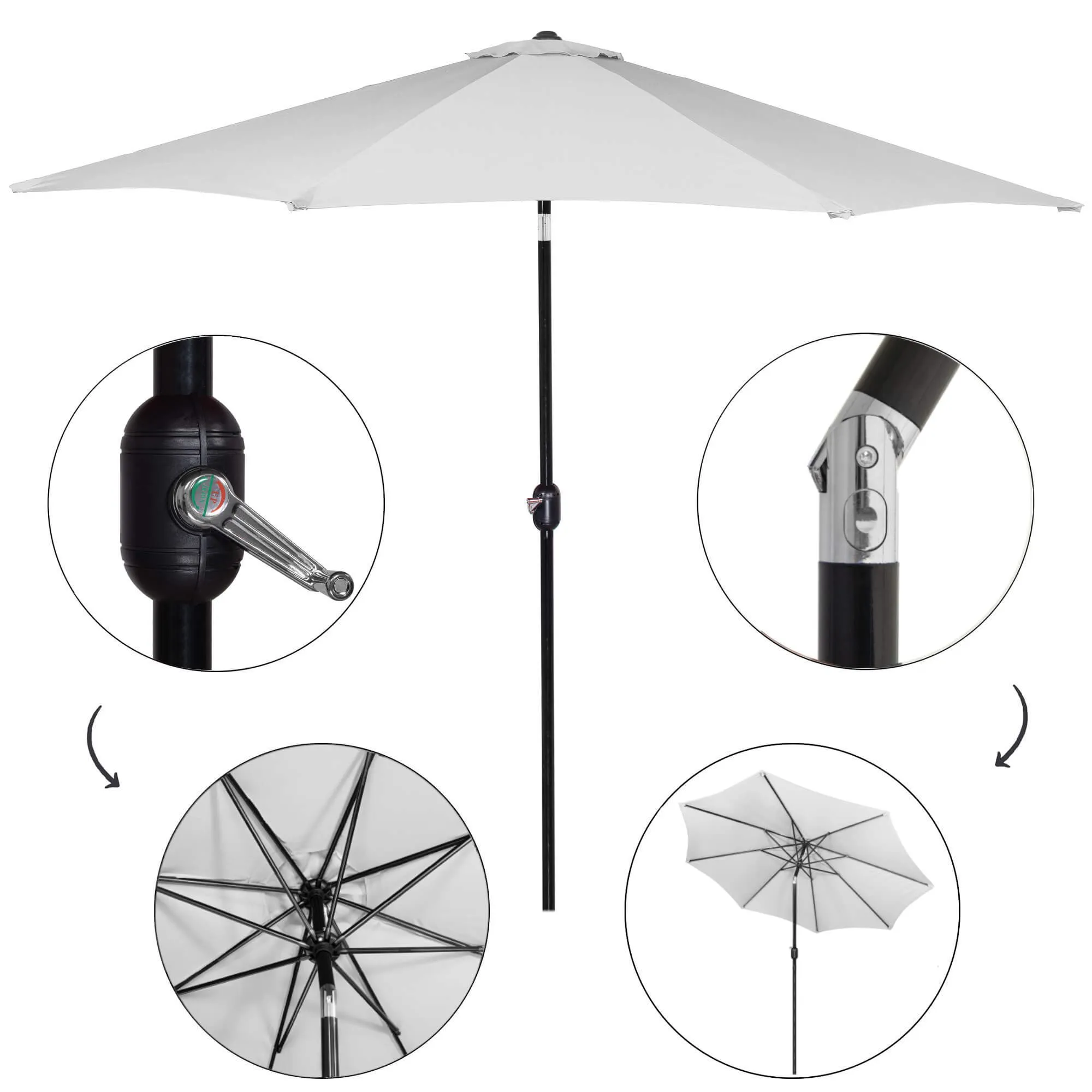 vrtni suncobran 300 cm svijetlo sivi - slika 11