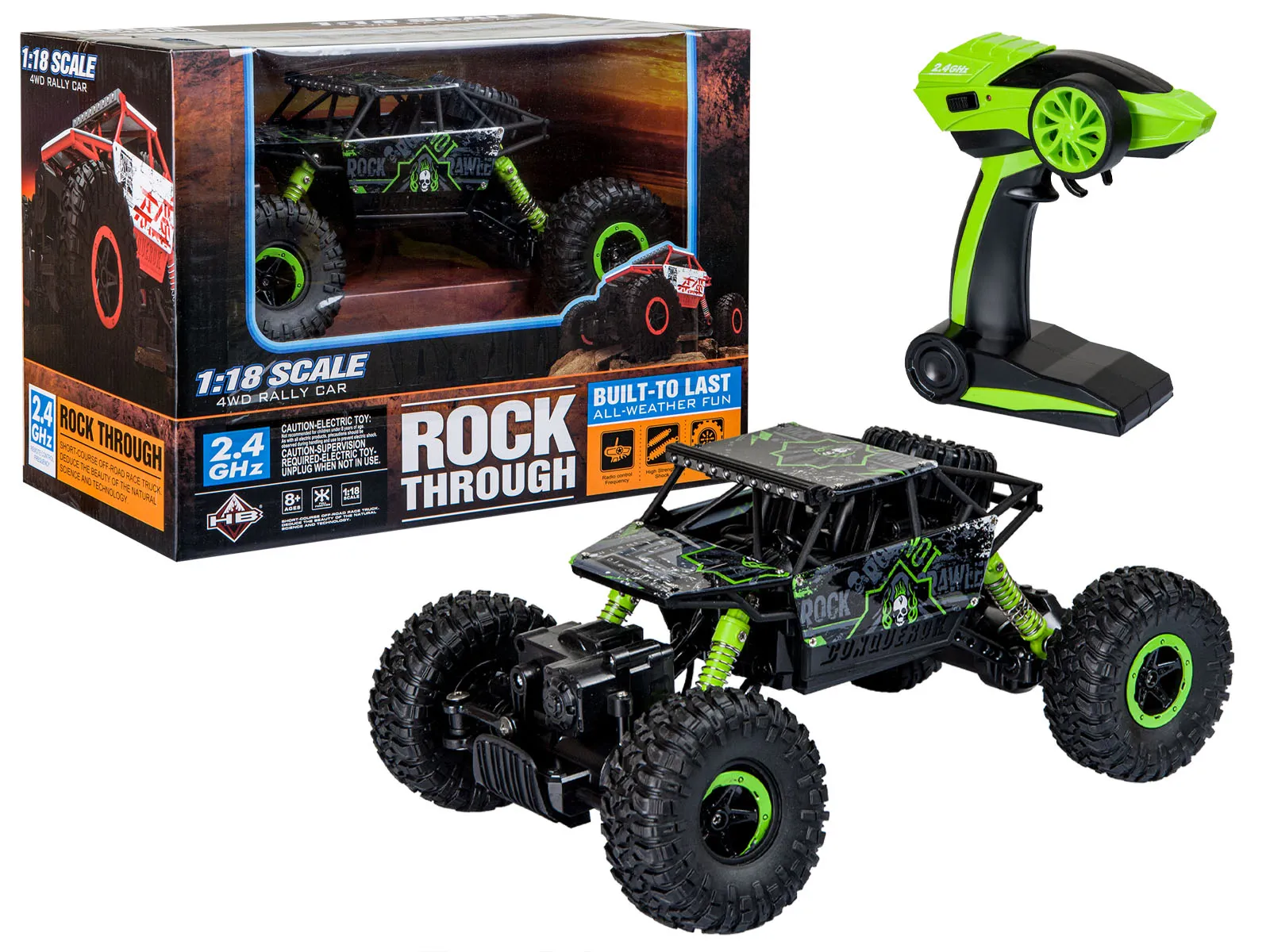rock crawler auto na daljinsko upravljanje 1:18 crno-zeleni - slika 9