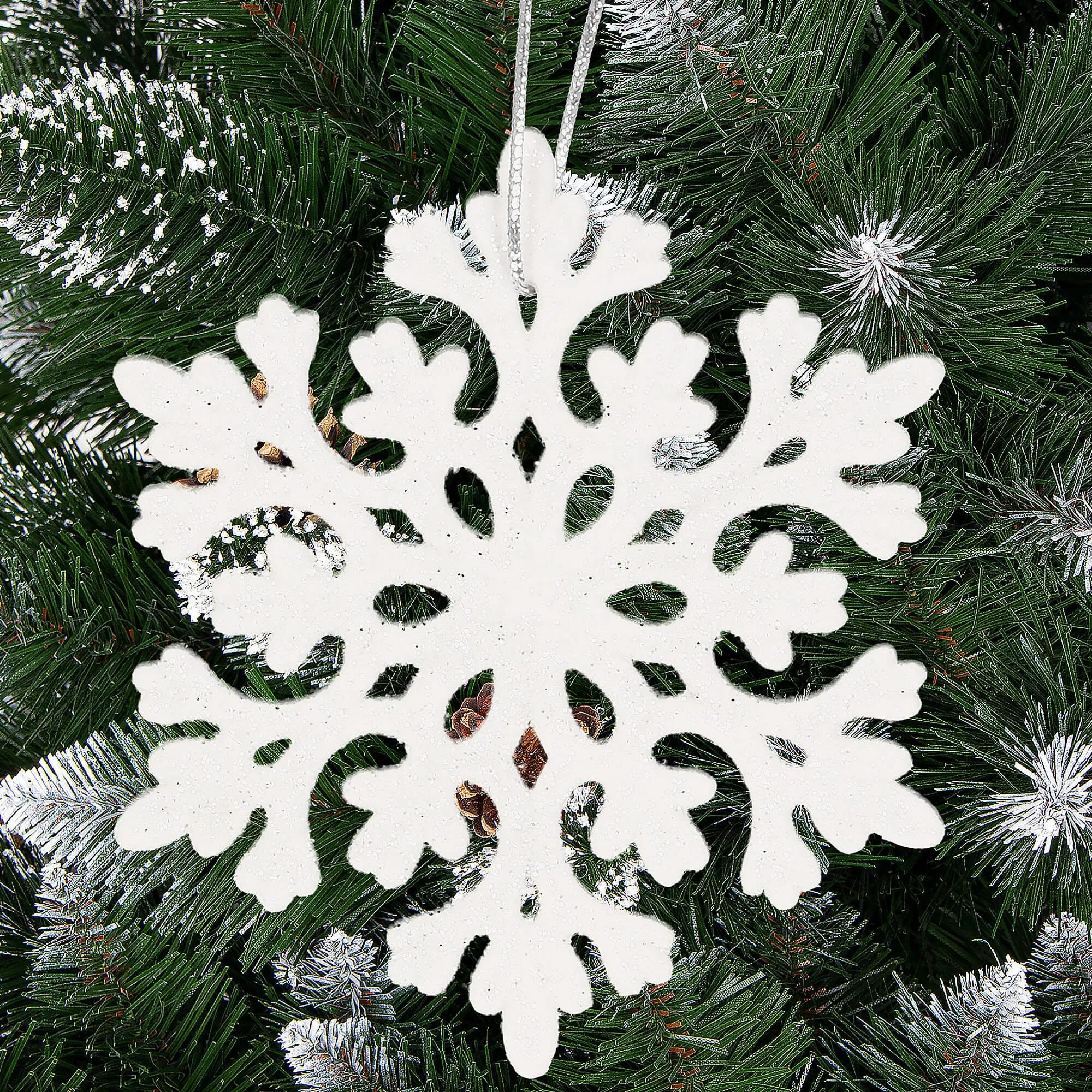 springos set božićnih ukrasa "snježna pahulja", 6 cm, 8 komada, bijela - slika 3