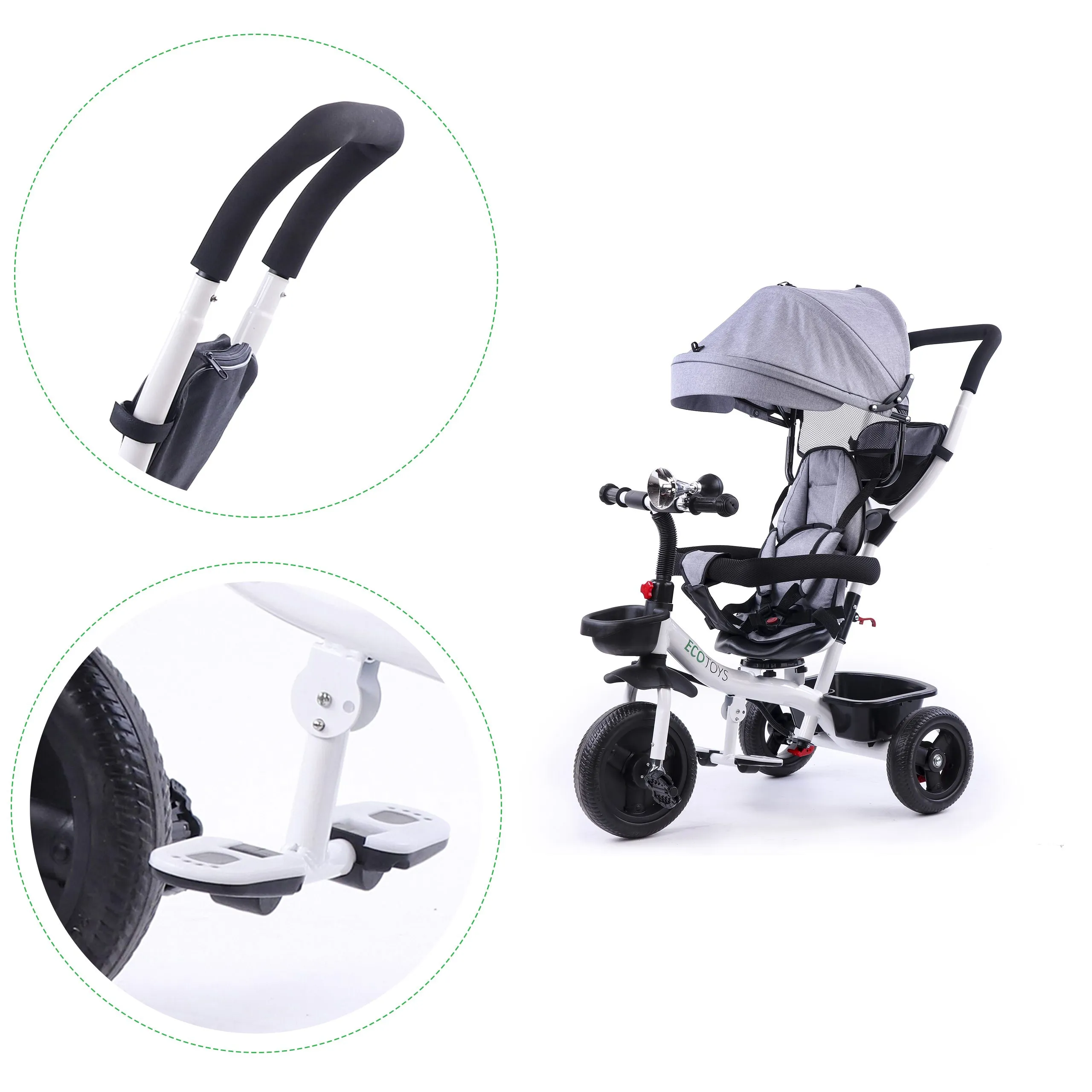 ecotoys dječji tricikl sivi - slika 8