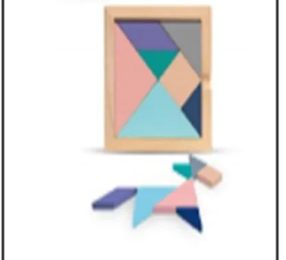 šareni drveni tangram pastelne boje - slika 3