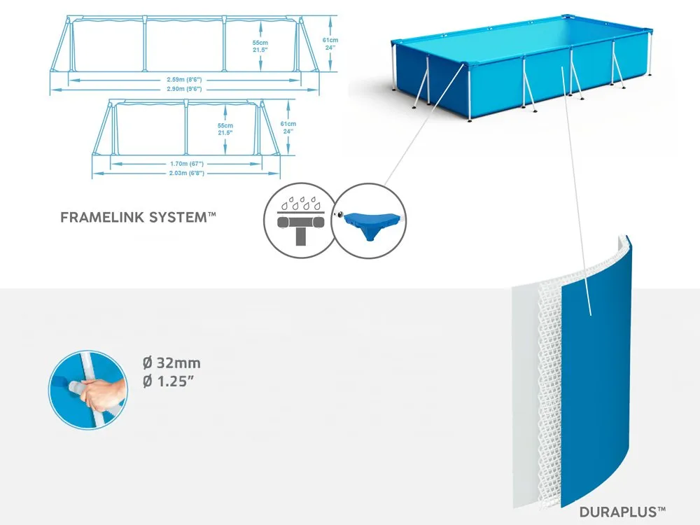 bestway montažni bazen 259x170x61cm 56403 - slika 8