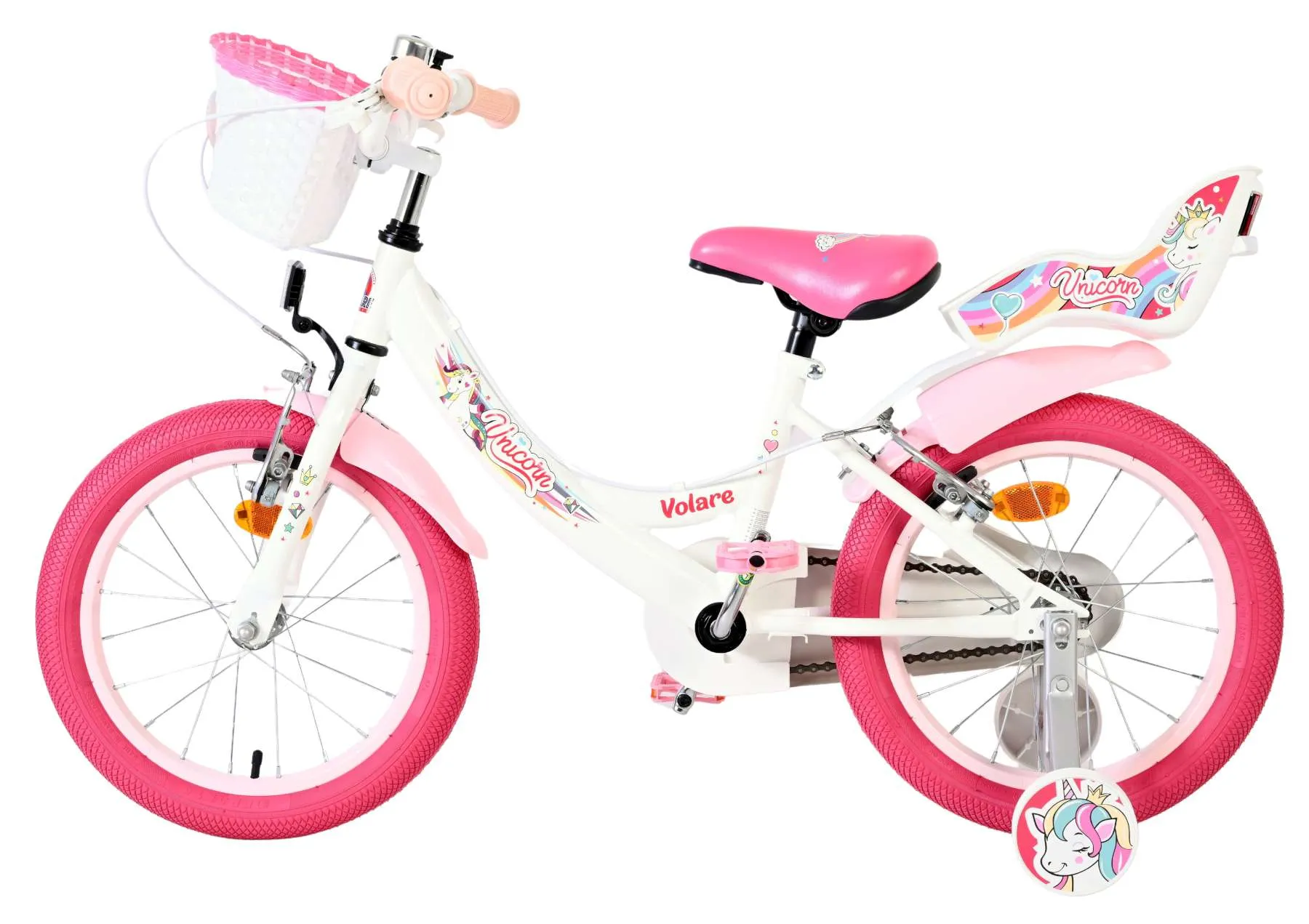 volare dječji bicikl unicorn 16″ bijele boje, s dvije ručne kočnice - slika 8