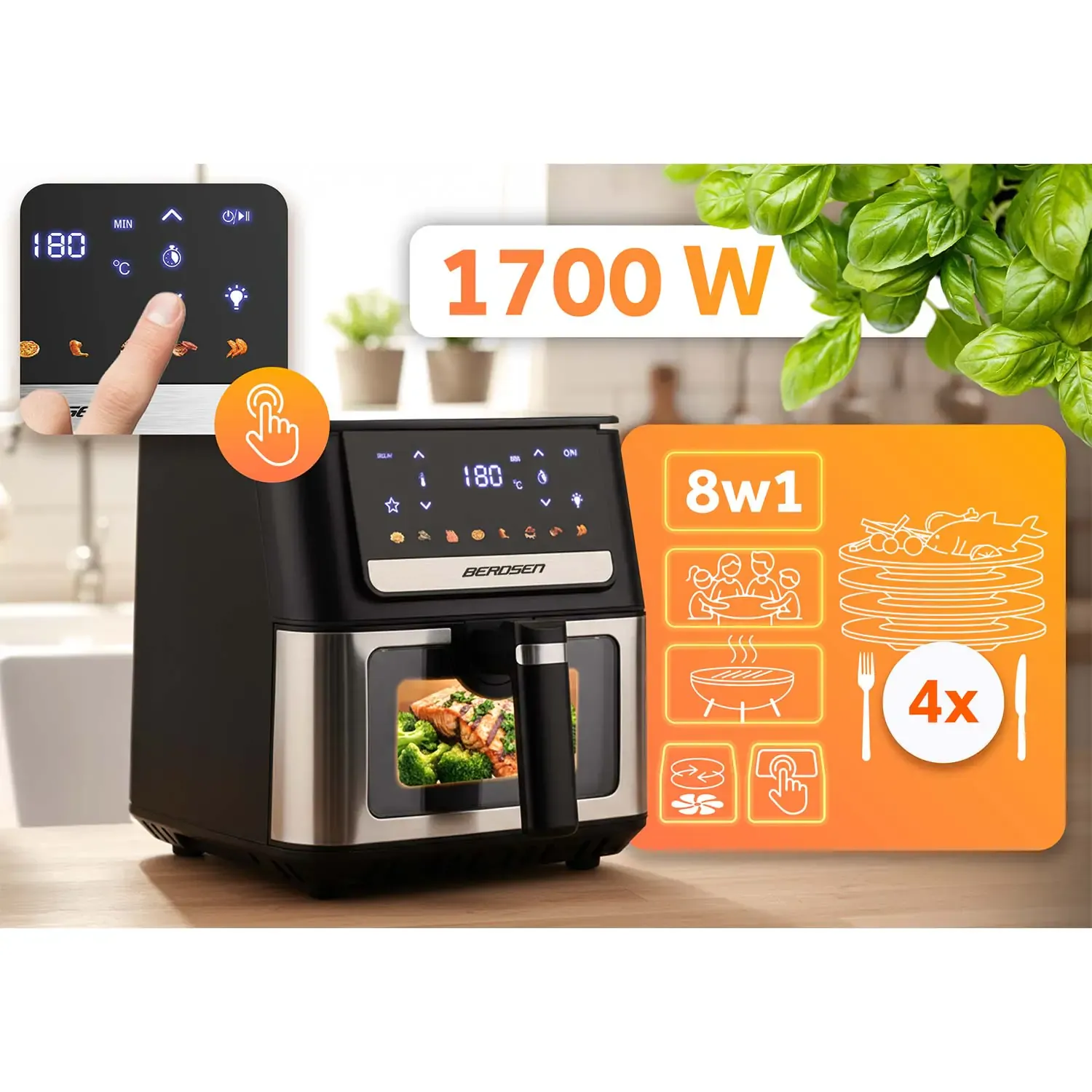 friteza na vrući zrak 6,5l berdsen 1700w bd-655 crna - slika 7