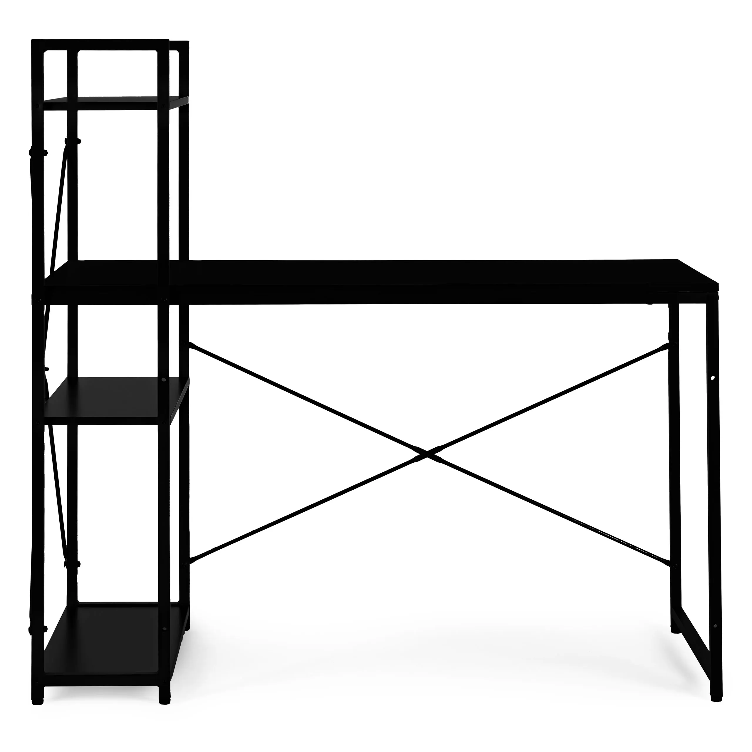 modernhome uredski stol 120 × 60 cm s policom i 3 police – crni - slika 5
