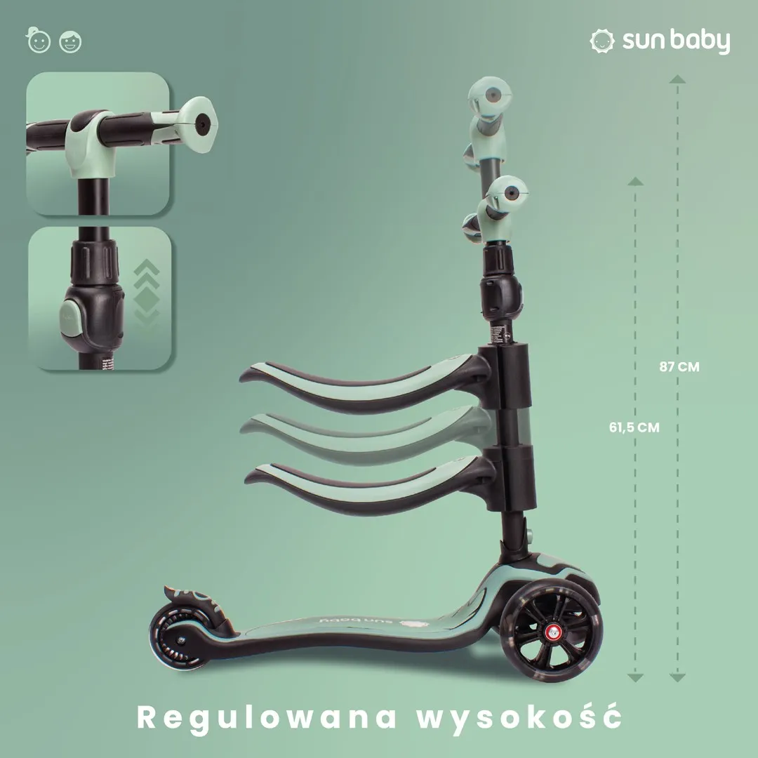sun baby romobil za ravnotežu na 3 kotača 3u1 zeleni - slika 6