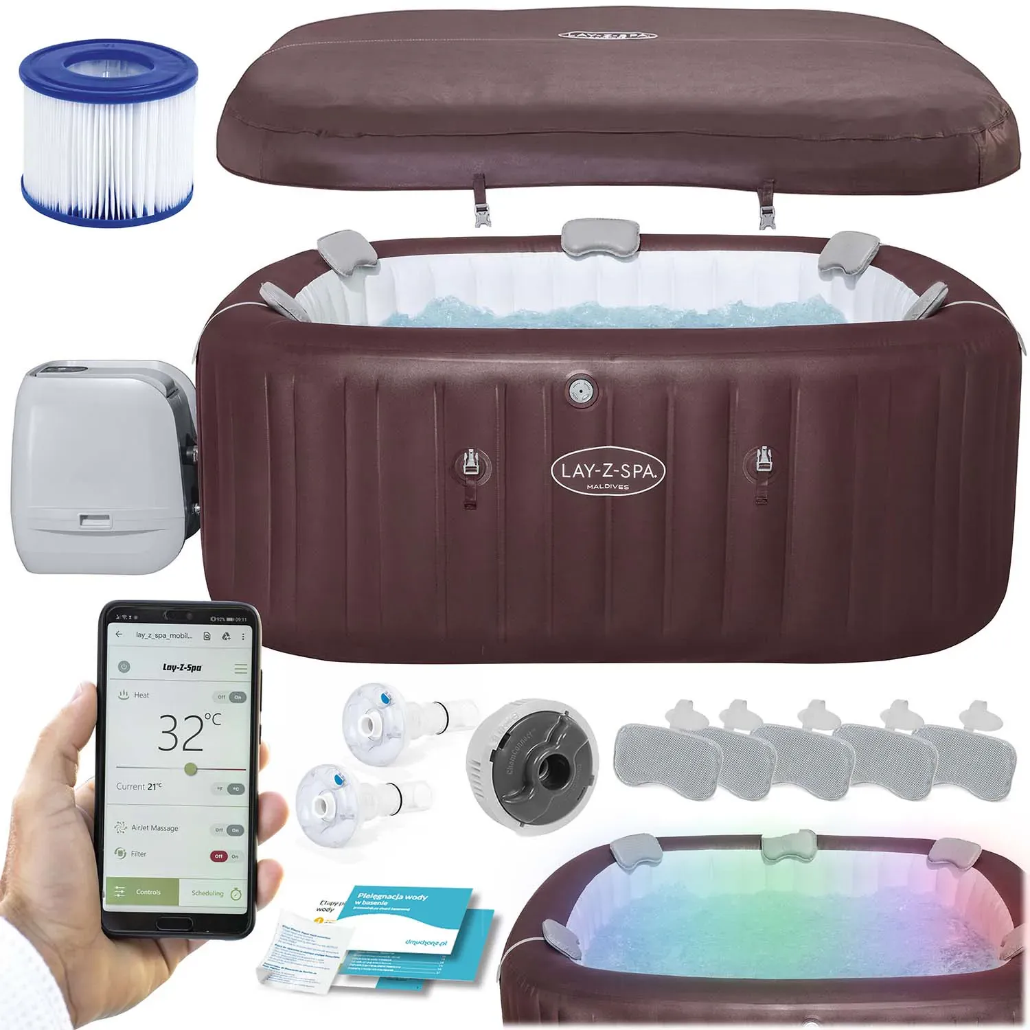 lay-z maldives pro spa na napuhavanje za 7 osoba bestway - slika 1