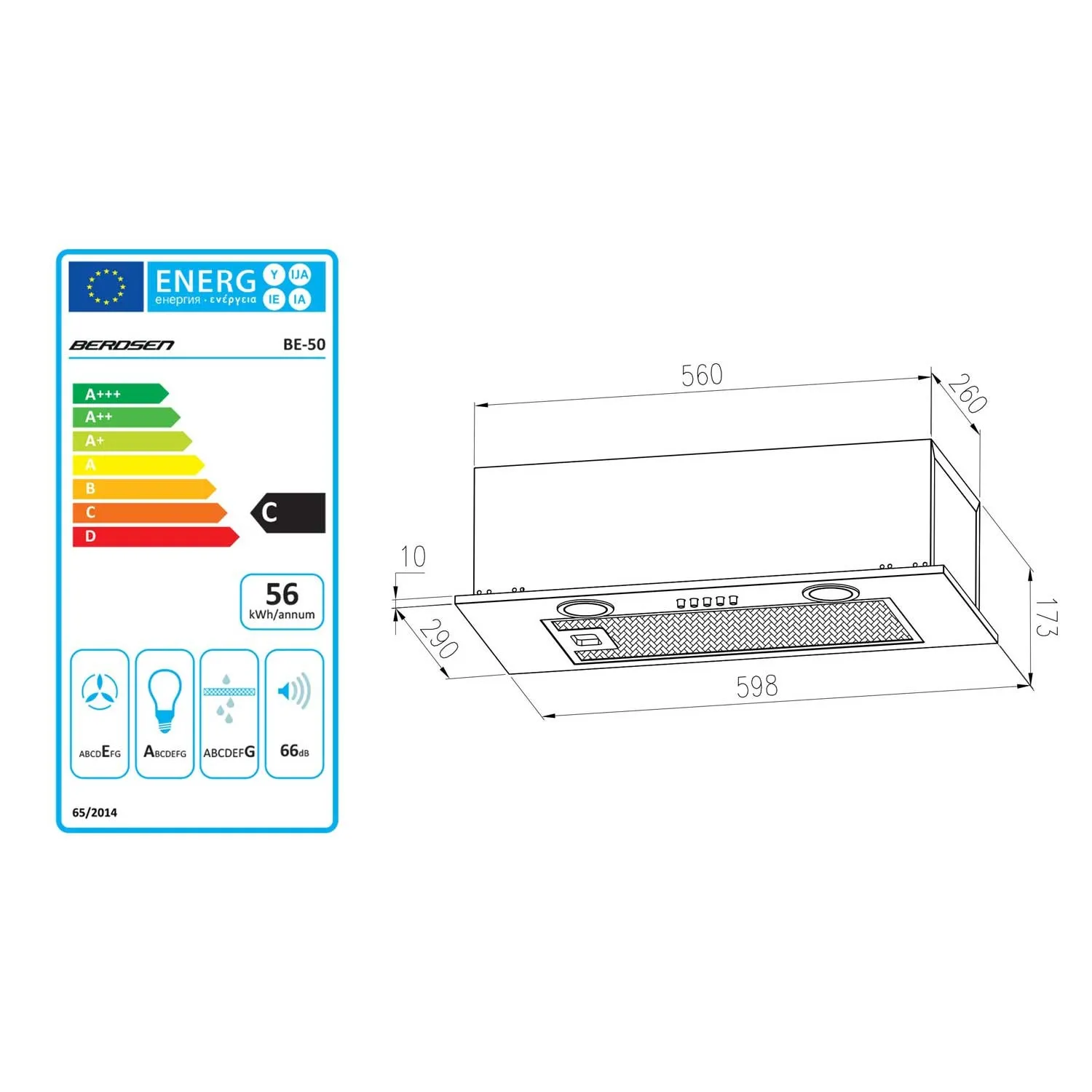 kuhinjska napa za ispod ormarića 60 cm inox be-50 - slika 8