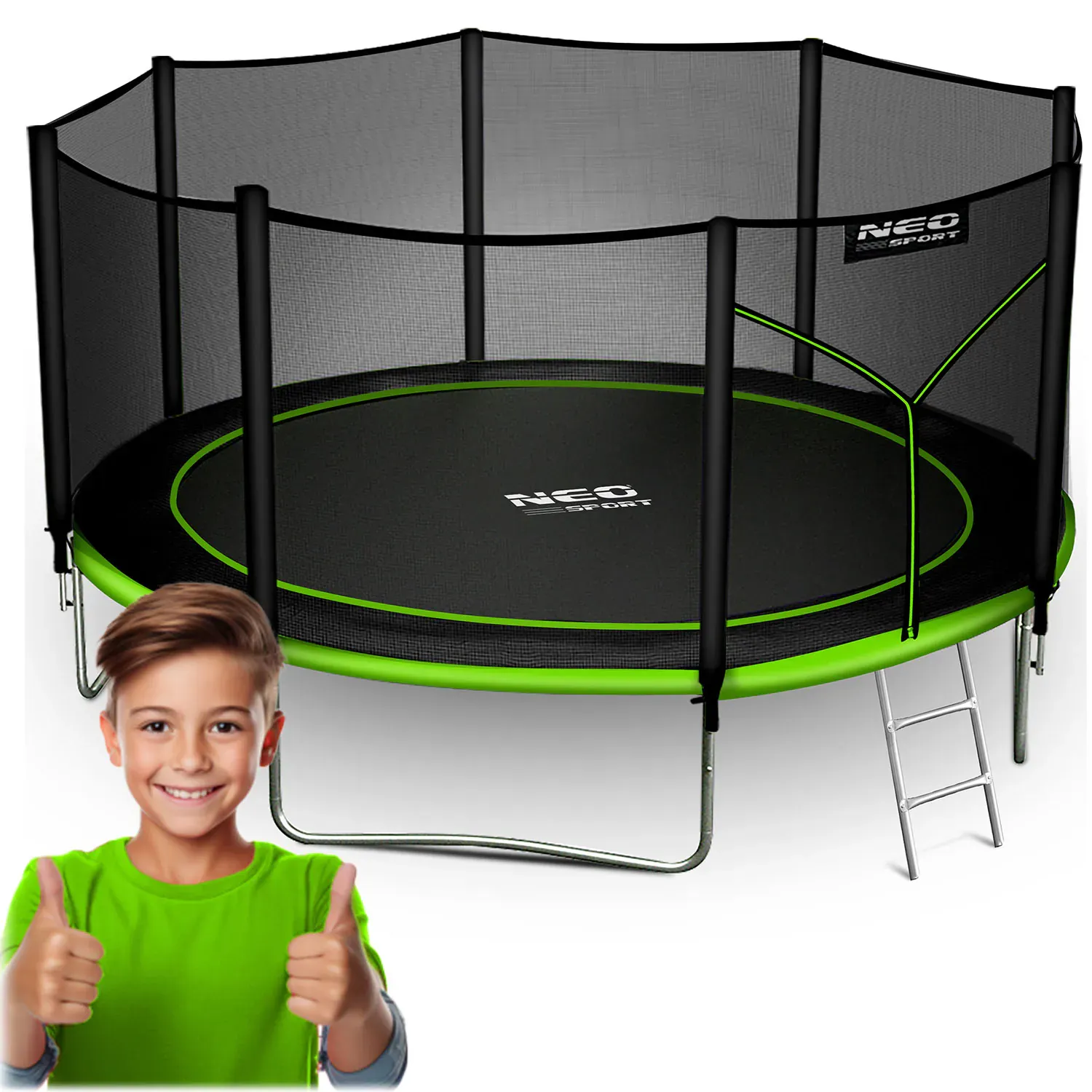 neo-sport vrtni trampolin 404 cm (13 ft) s vanjskom mrežom i ljestvama - slika 2
