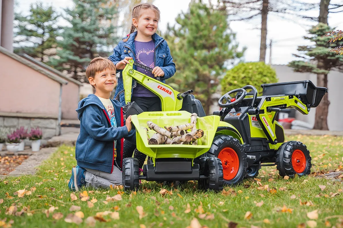 traktor na pedale falk claas sa prikolicom, žlicom i buldožerom 3 godine - slika 5