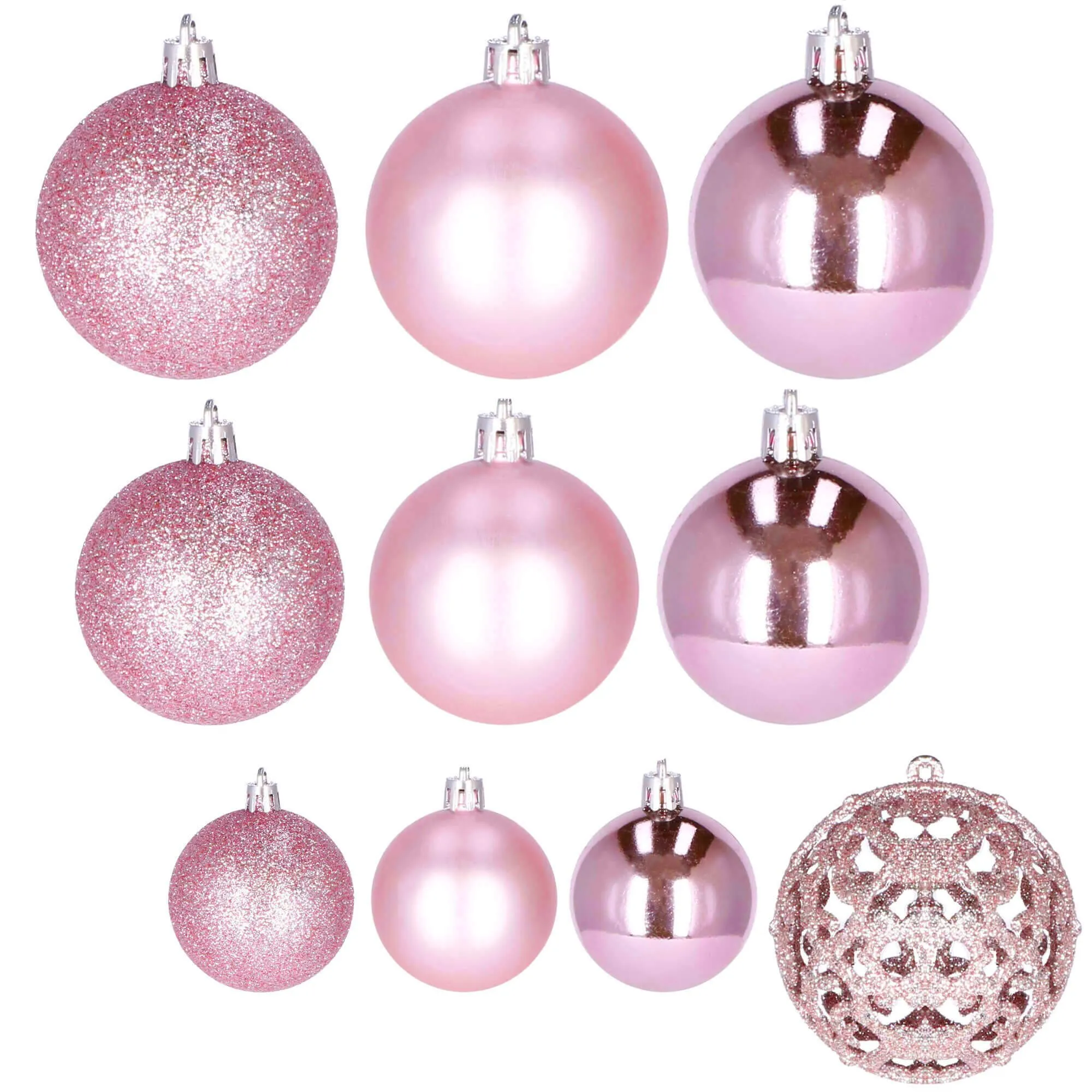 božićne kuglice 3 / 4 / 6 cm – set 100 komada ružičasta boja - slika 11