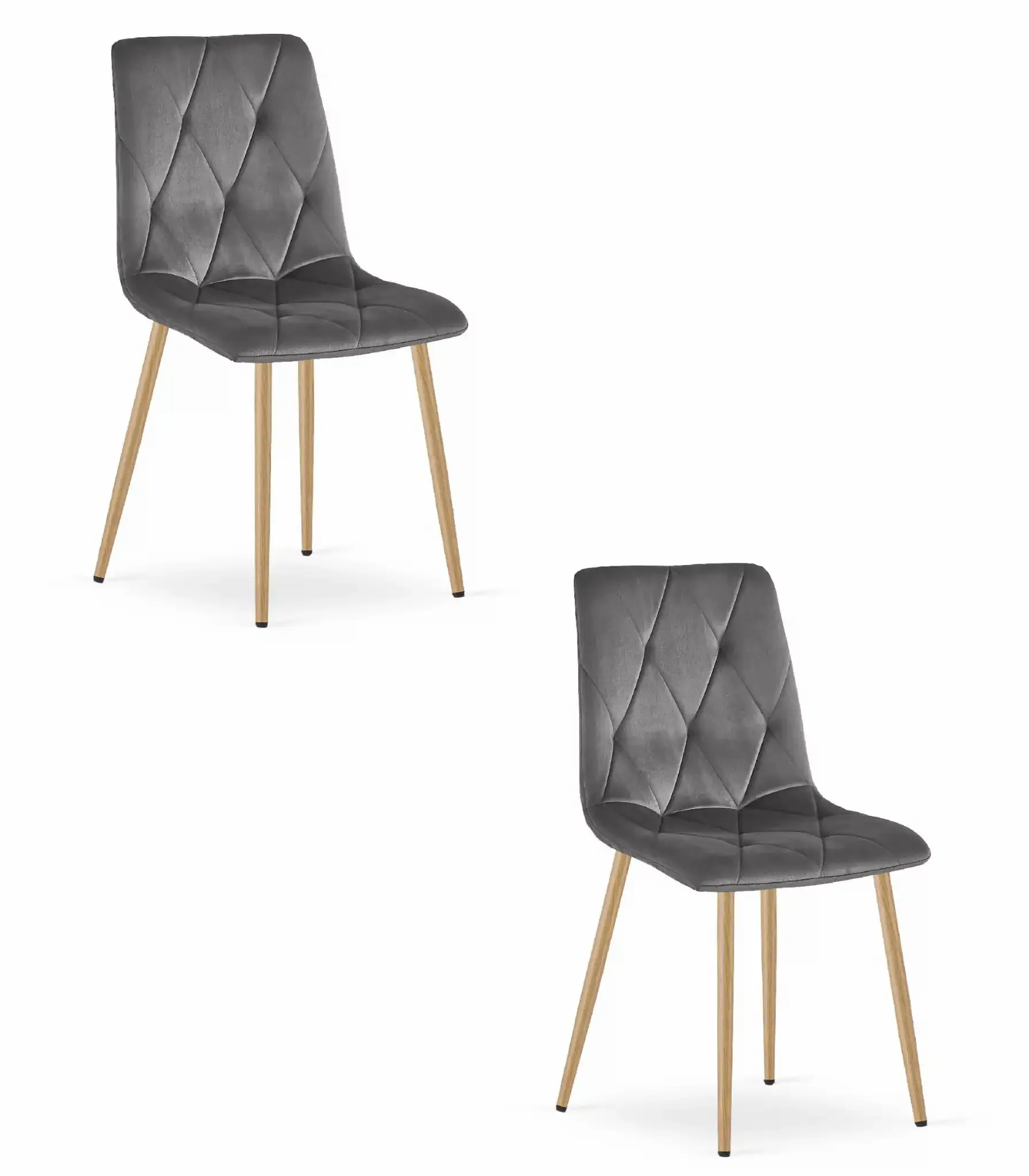 libra set stolica - tamno sivi baršun / noge u boji drveta x 2 - slika 2