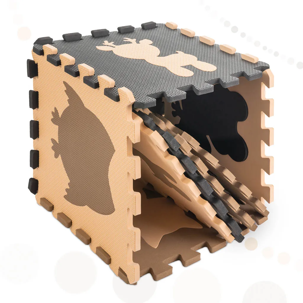 pjenasta puzzle podloga za igru 9kom. smeđe životinje 85x85x1cm - slika 5