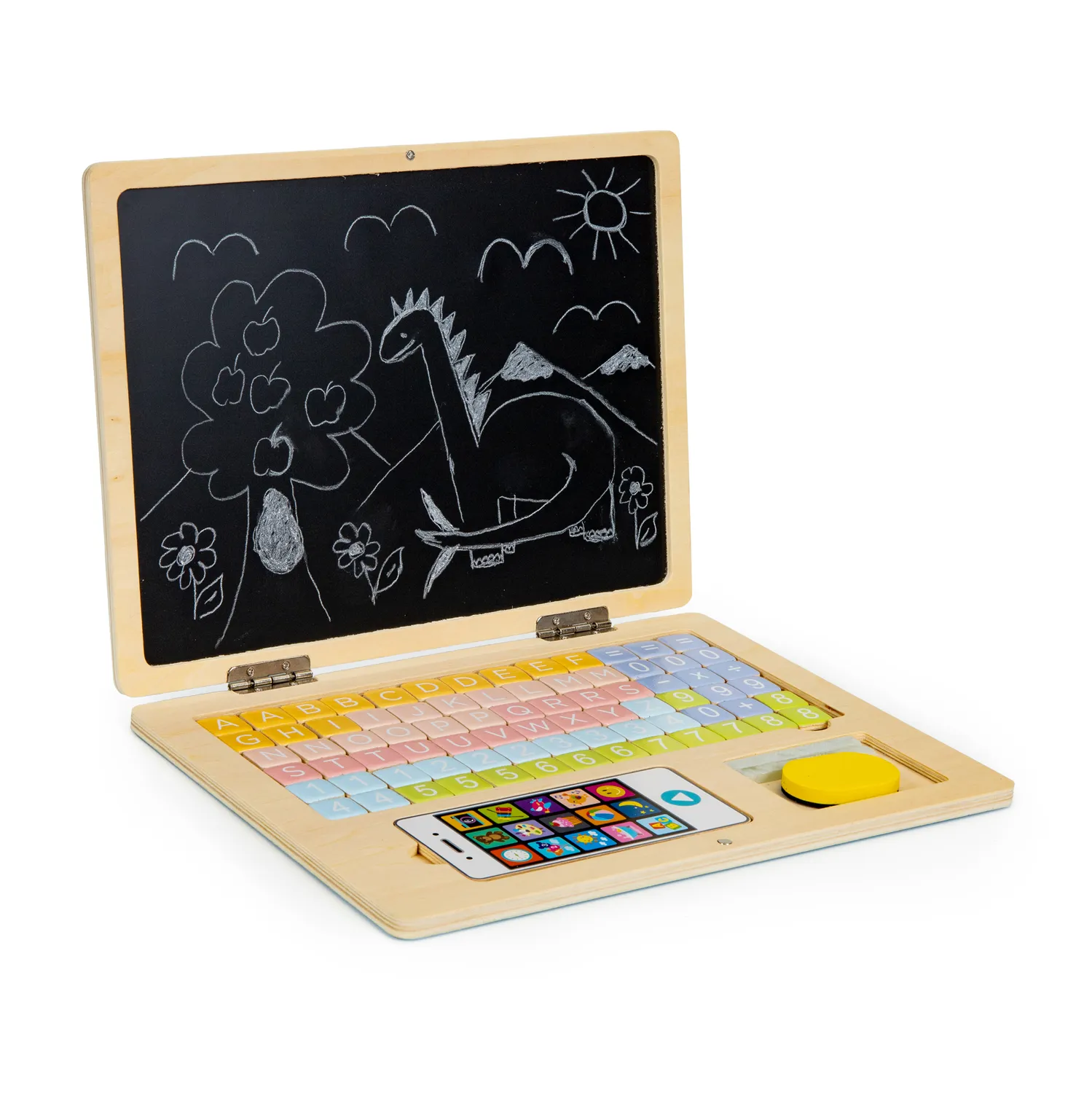 ecotoys edukativni laptop za crtanje 2u1 sa 78 magneta rozi - slika 4