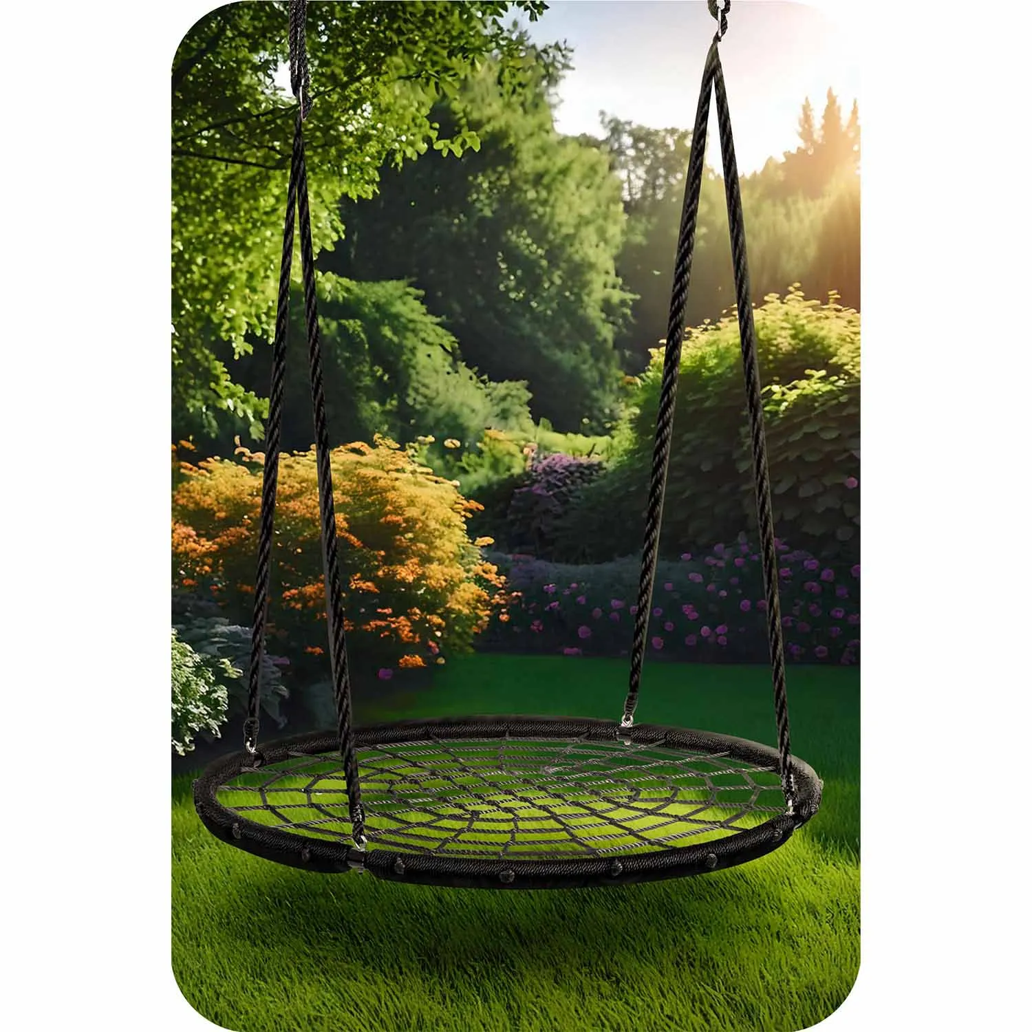 neo-sport pletena ljuljačka rodino gnijezdo, 100 cm, crna - slika 4