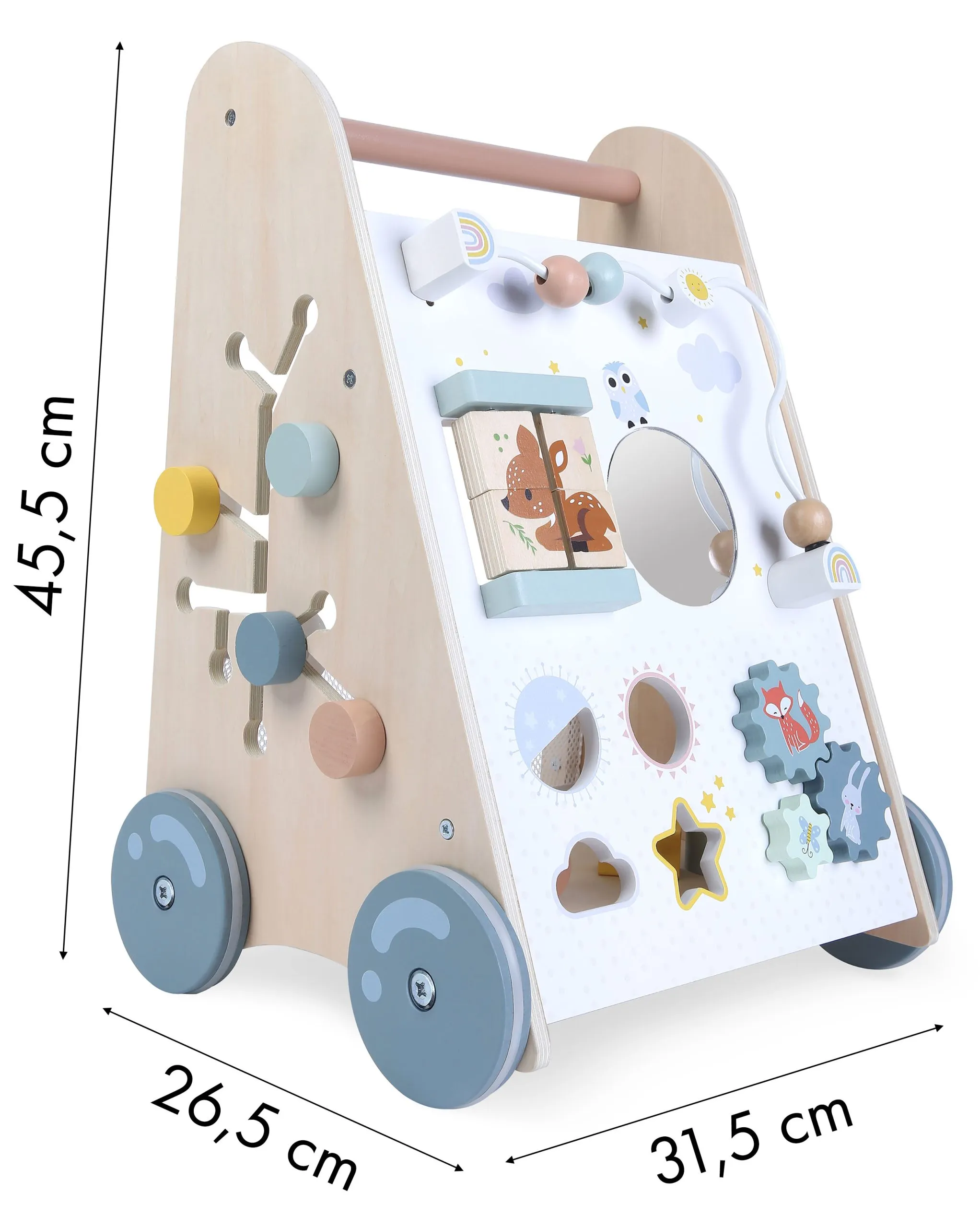 ecotoys drvena guralica za djecu bijela - slika 6