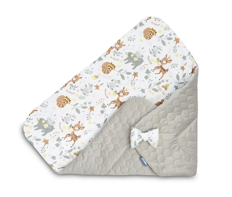 dvostrani baršunasti pokrivač za bebe 75x75cm šumske životinje bijeli - slika 4