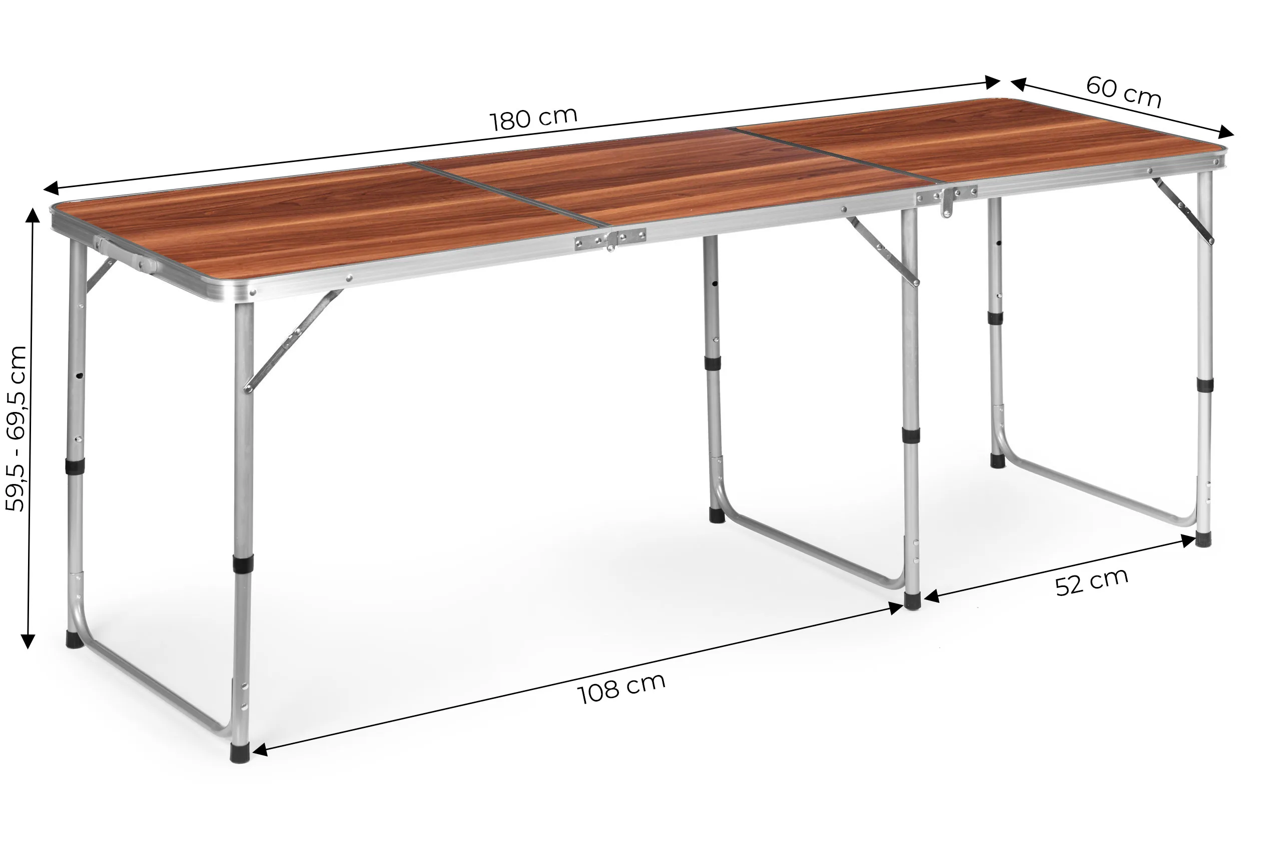 modernhome sklopivi turistički stol smeđi 180 x 60 cm - slika 8