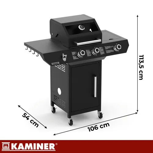 kaminer plinski roštilj 2+1 10kw varen black 3.0 - slika 3