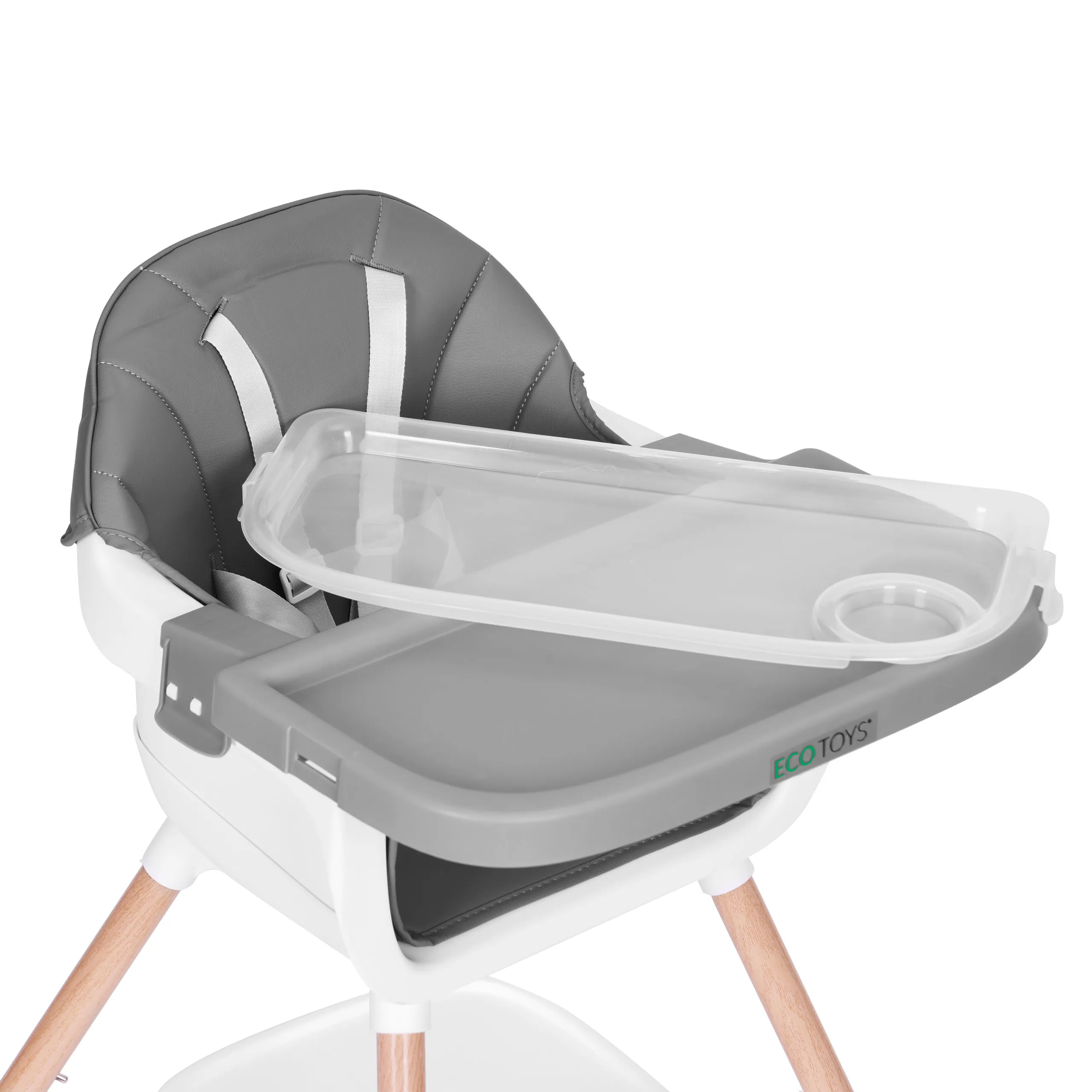 dječja stolica za hranjenje 2-u-1, siva, ecotoys - slika 4