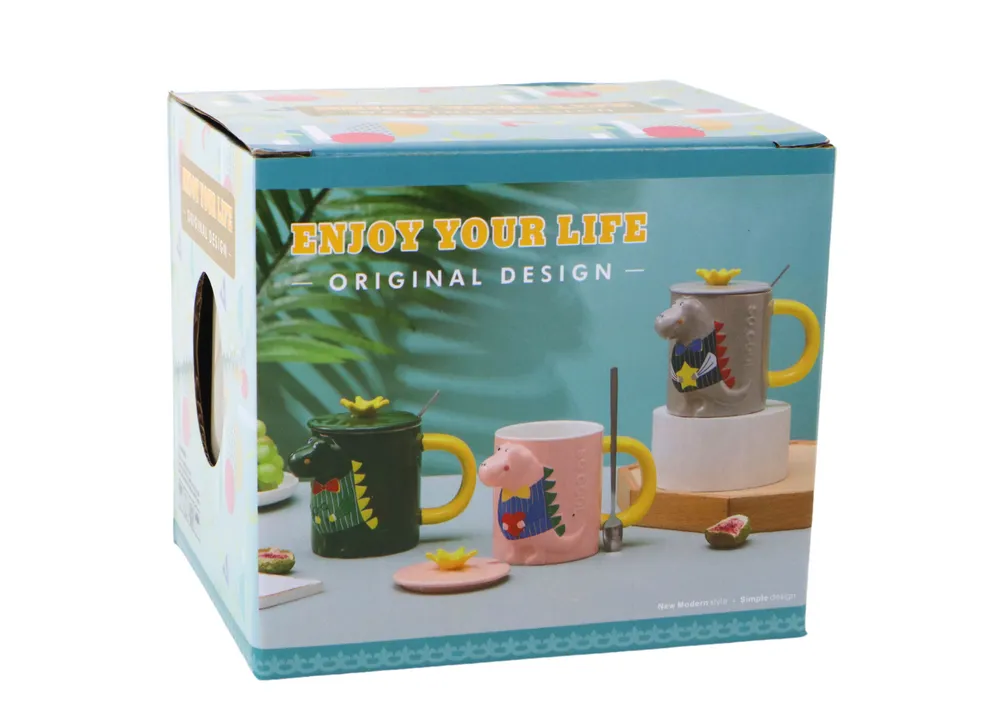 siva šalica za čaj dinosaur 400ml - slika 5