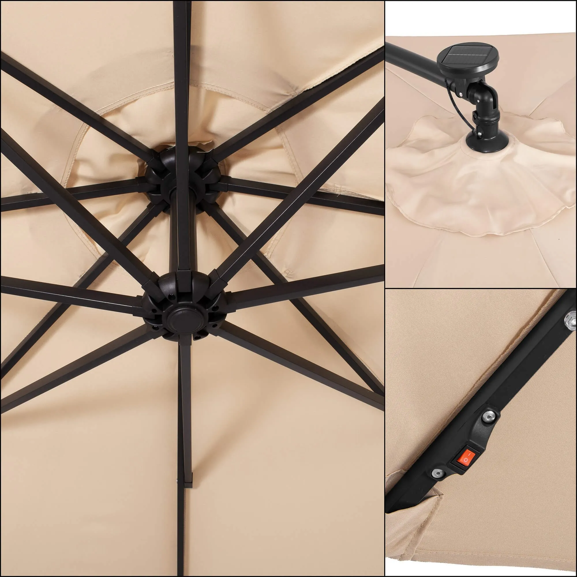 vrtni suncobran 300 cm bež - slika 5