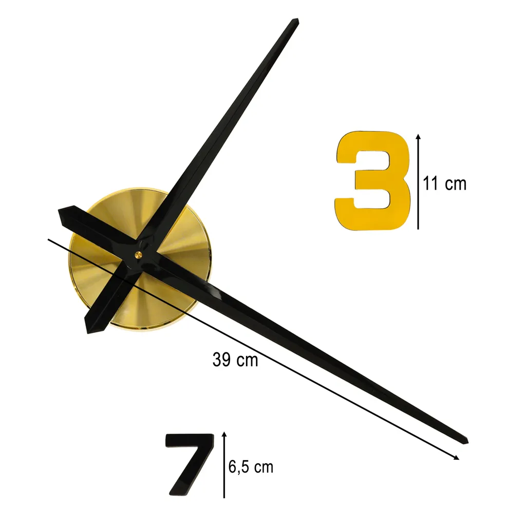 samoljepljivi zidni sat 100-120 cm, crno zlatni - slika 3