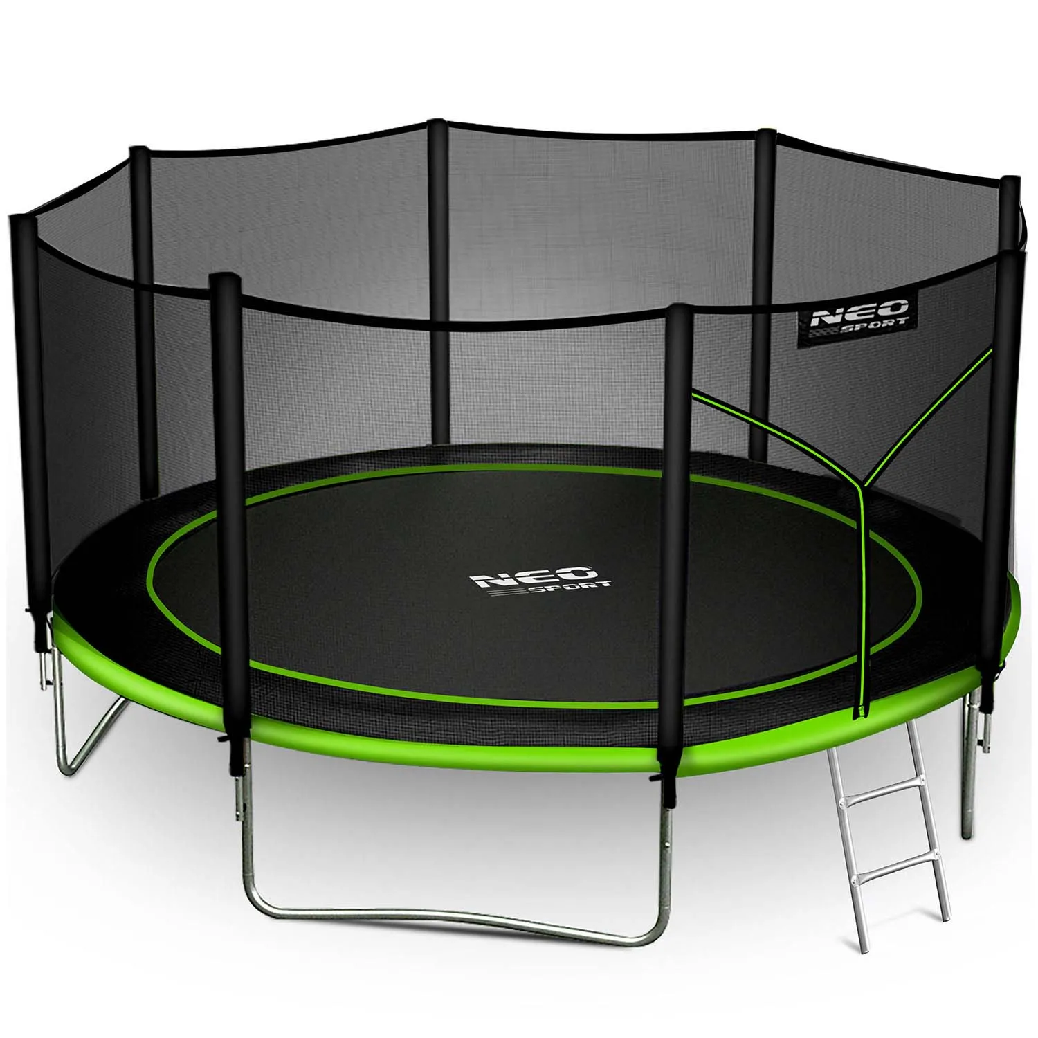 neo-sport vrtni trampolin 374 cm (12 ft) s vanjskom mrežom i ljestvama, zeleni - slika 9