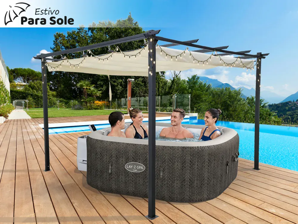 vrtna pergola para sole estivo 3x3x2.4m vodootporni krov - slika 3